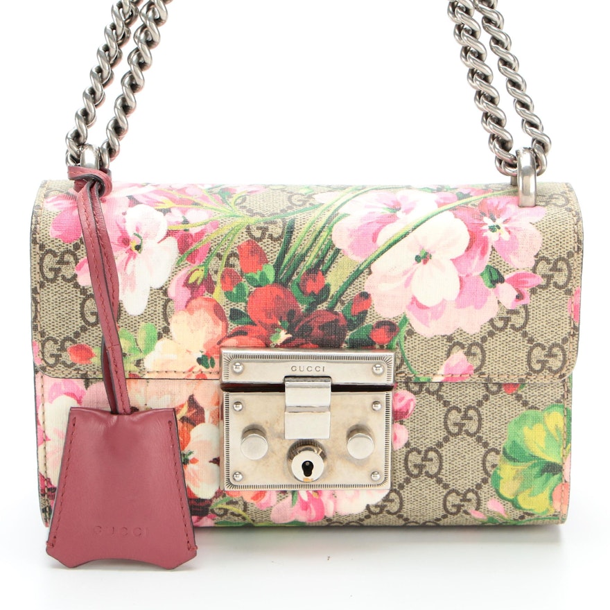 Gucci Padlock Small Shoulder Bag in Blooms Print Coated Canvas and Leather