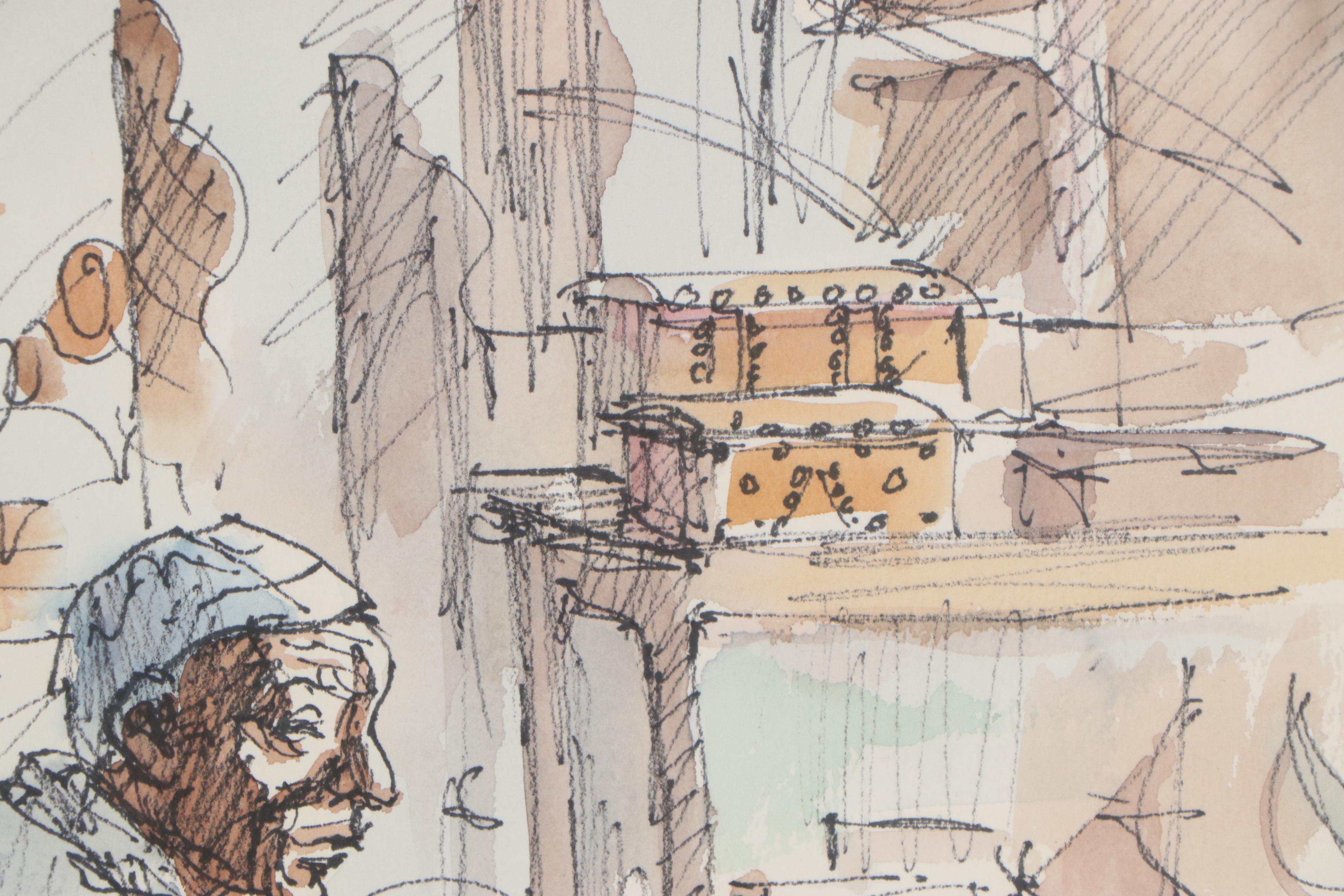 Figurative Watercolor Painting "Ali, Zanzibar," 1980