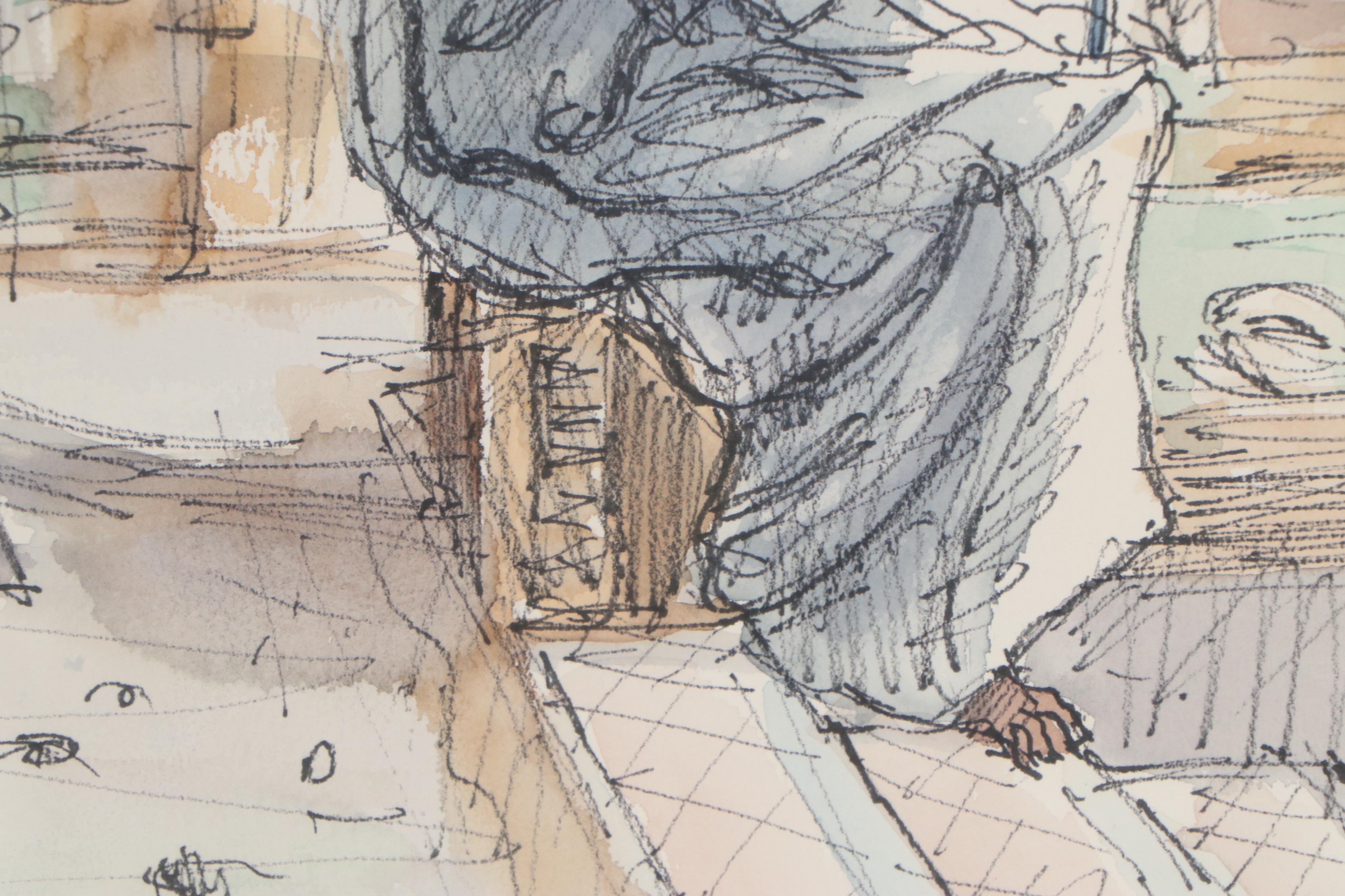 Figurative Watercolor Painting "Ali, Zanzibar," 1980