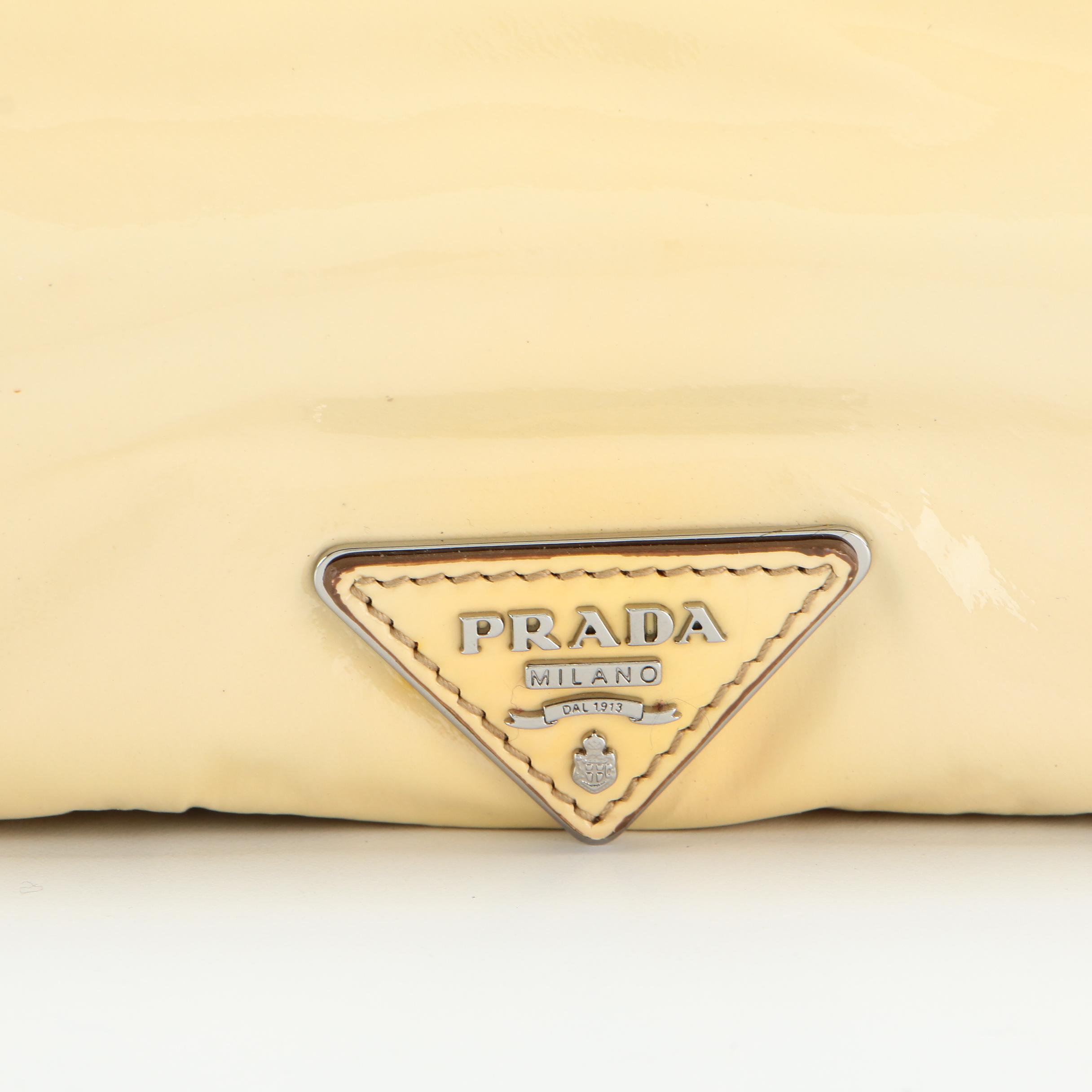 Prada Shoulder Bag BR4594 in Patent Leather with Alligator Skin Trim