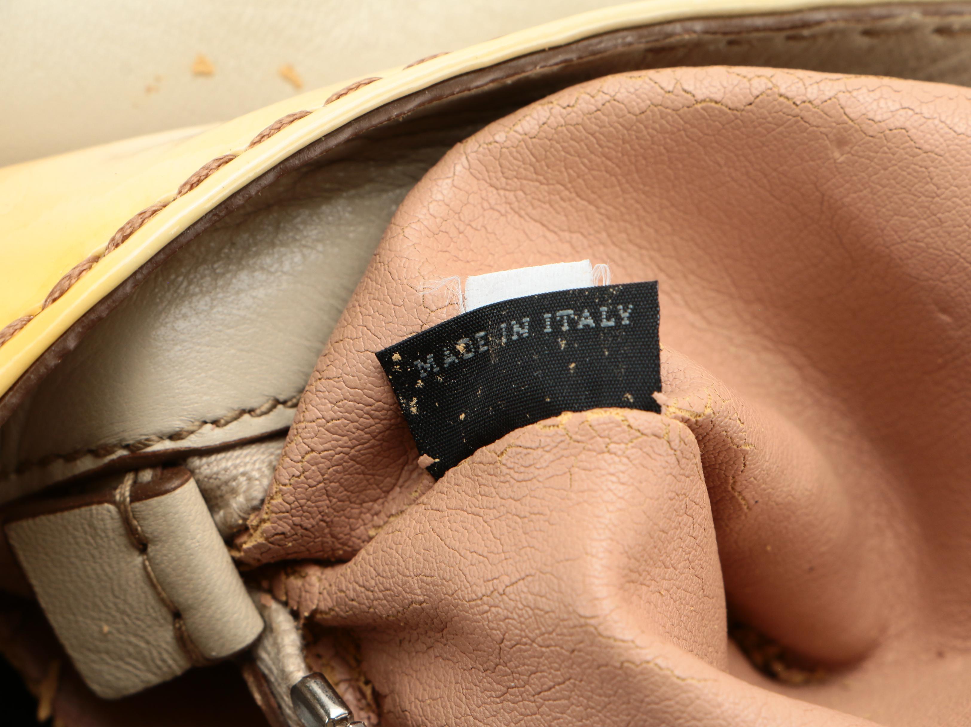 Prada Shoulder Bag BR4594 in Patent Leather with Alligator Skin Trim