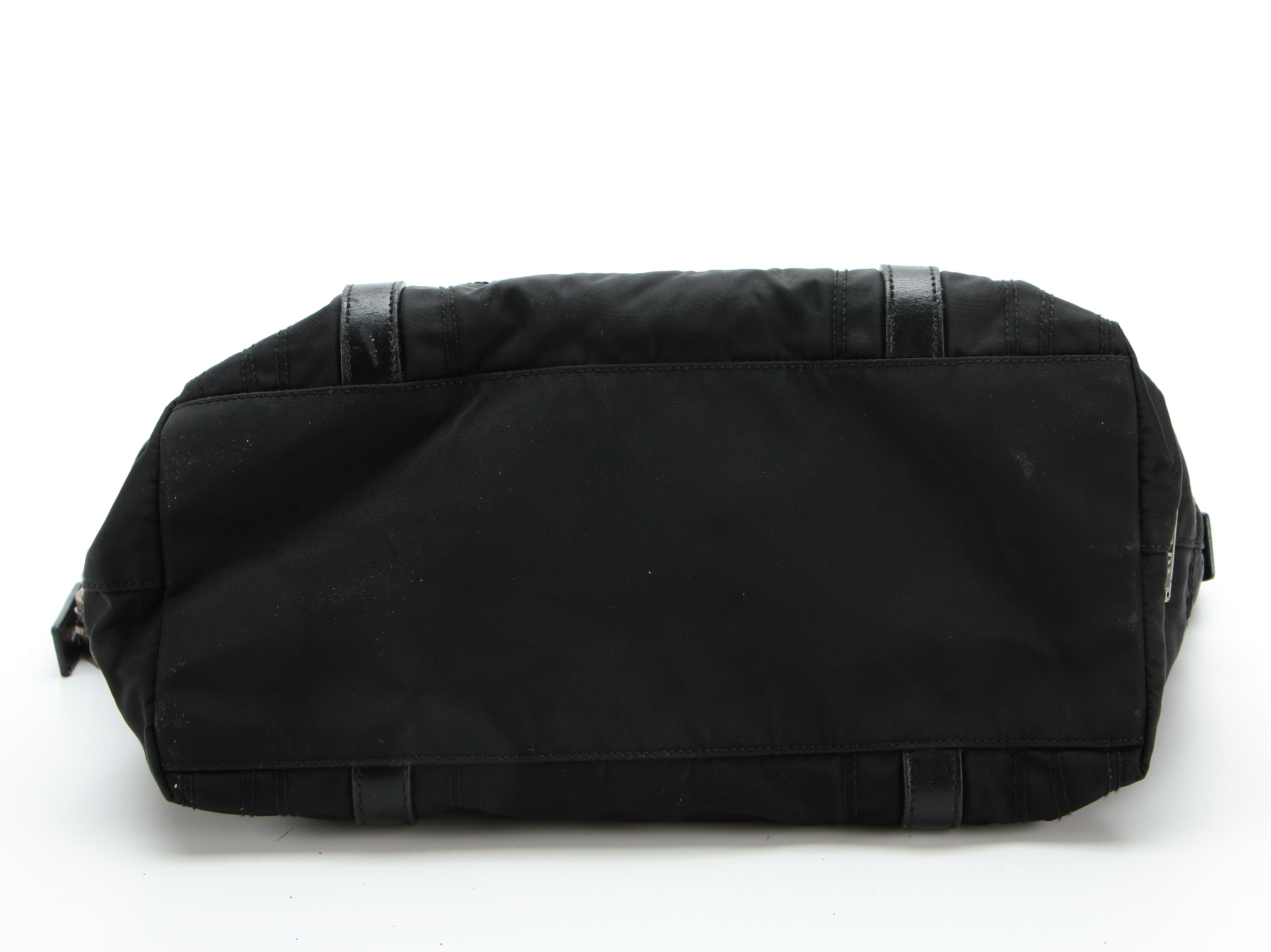 Prada Tote in Black Tessuto Nylon with Leather Trim