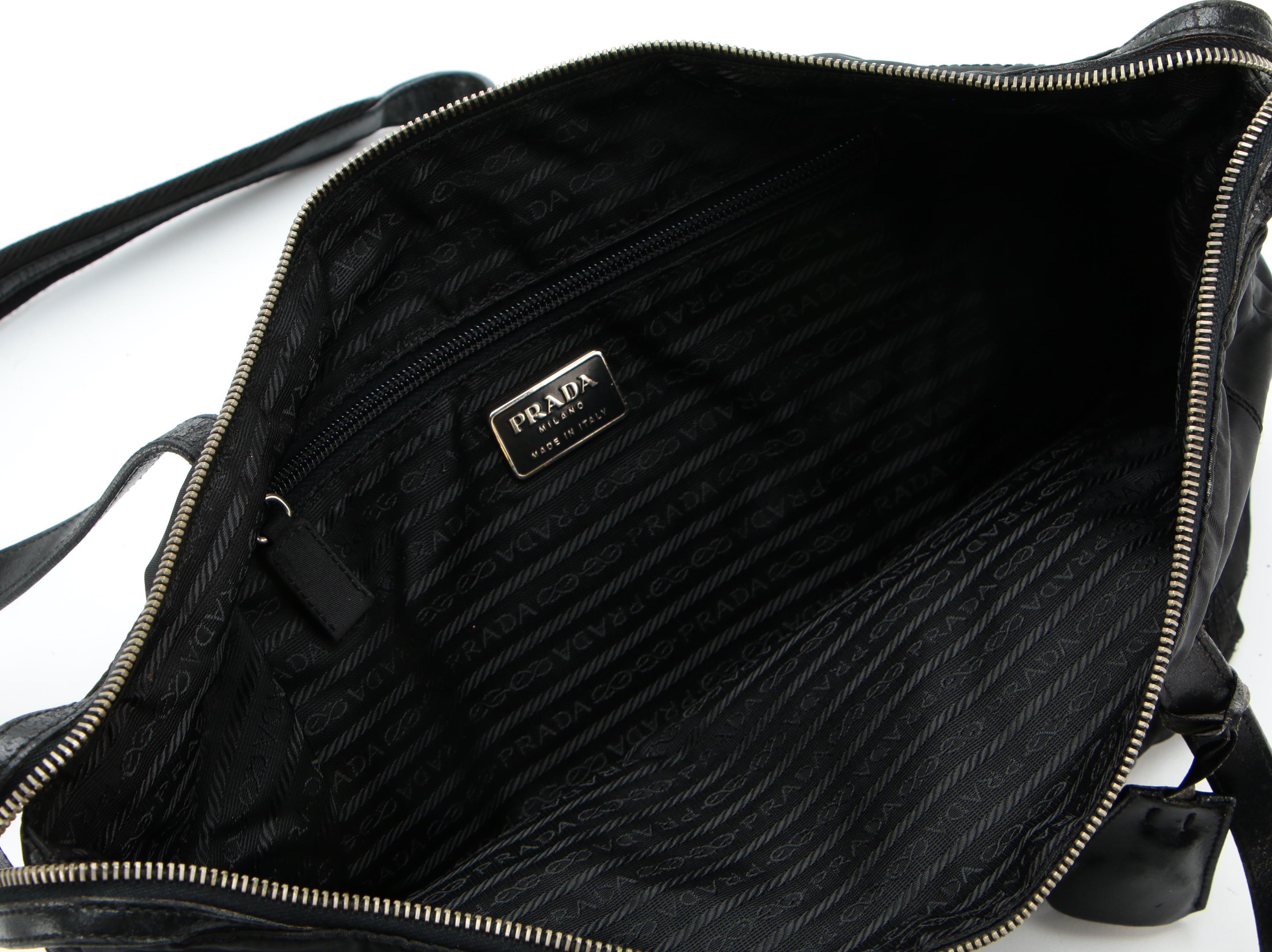 Prada Tote in Black Tessuto Nylon with Leather Trim