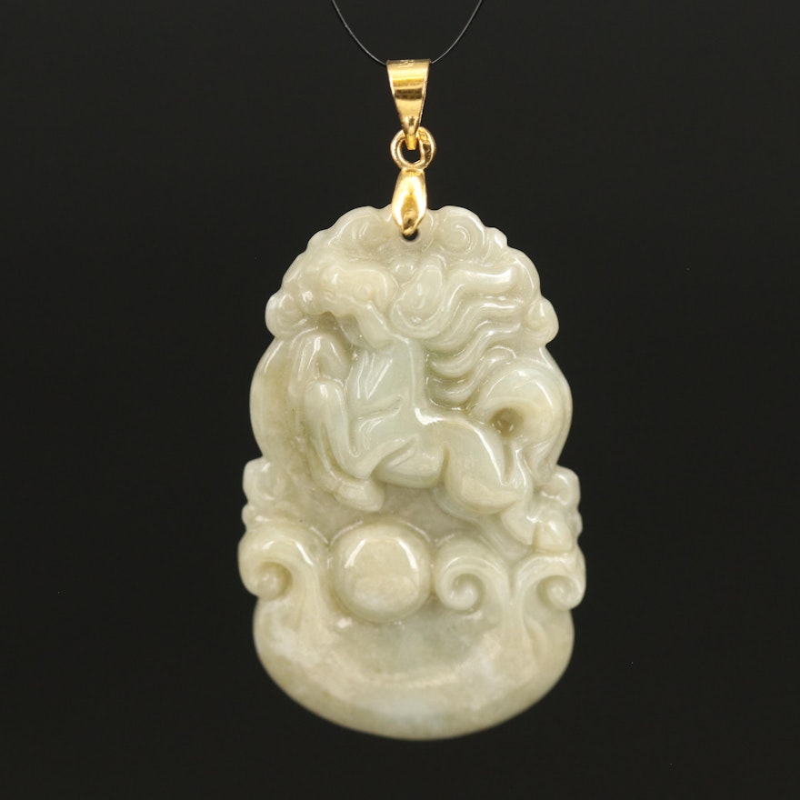 Carved Jadeite Horse Pendant