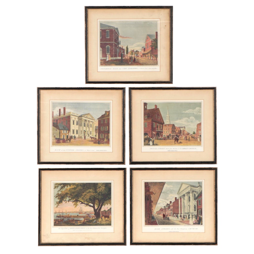 Philadelphia Scene Offset Lithographs After W. Birch & Son, Late 20th Century