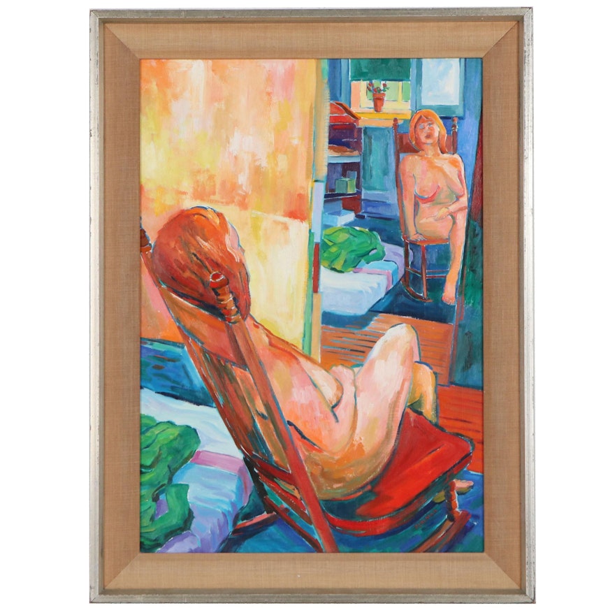 Bennard Bloch Perlman Oil Painting "Reflections," 21st Century