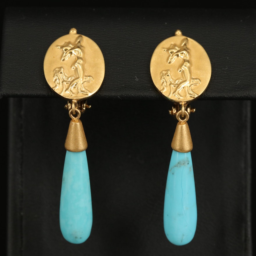 Tagliamonte 18K Turquoise Drop Clip Earrings