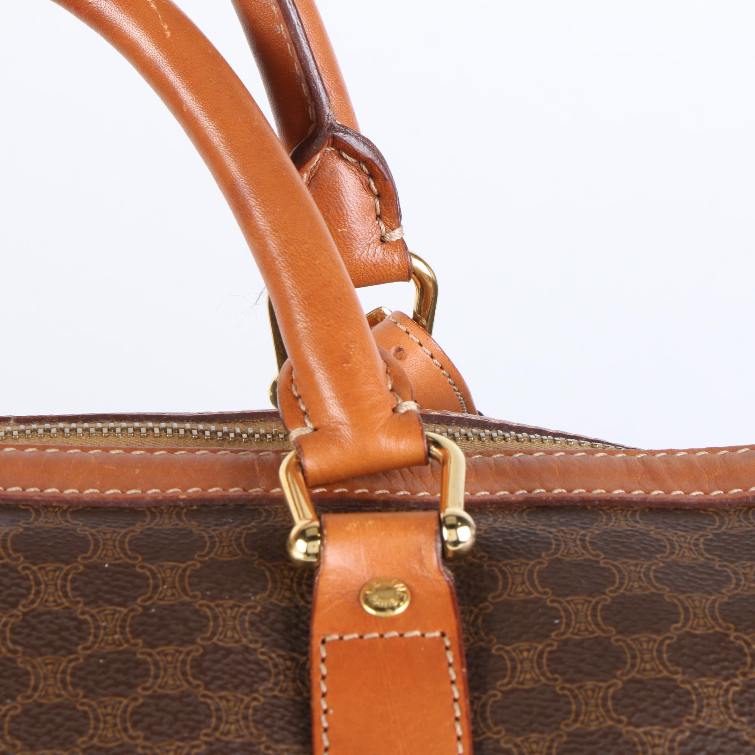 Celine Duffle Bag in Macadam Canvas with Leather Trim