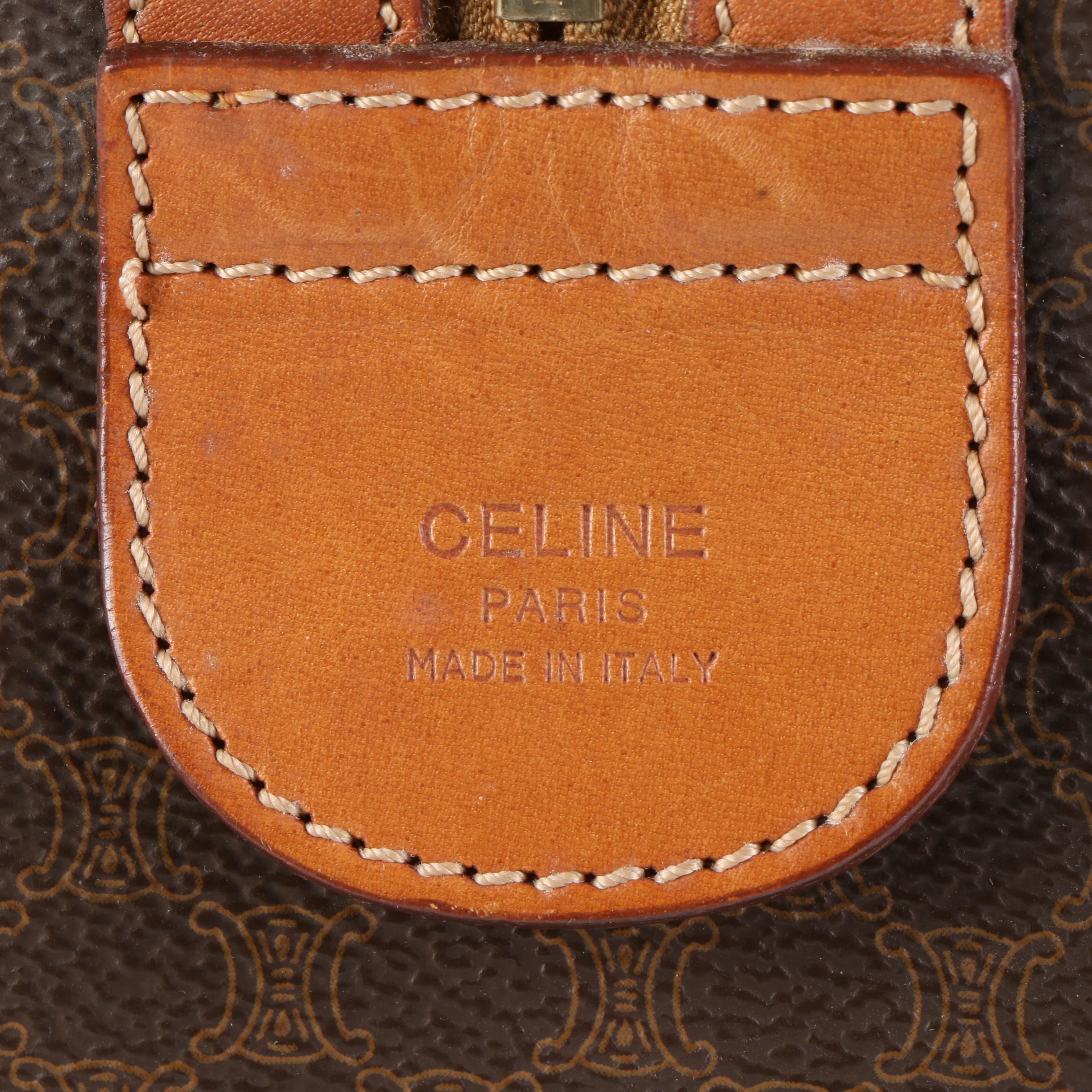 Celine Duffle Bag in Macadam Canvas with Leather Trim