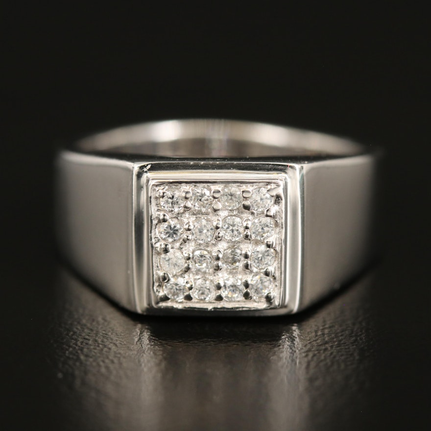 Sterling Zircon Square Cluster Ring