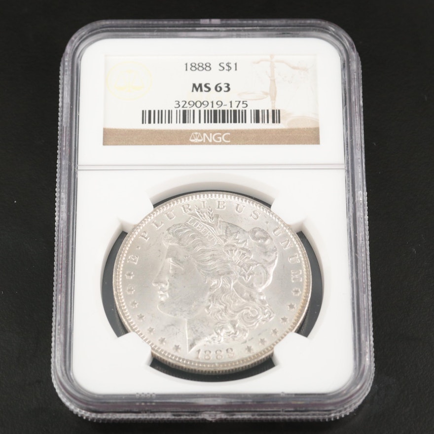 NGC Graded MS63 1888 Morgan Silver Dollar