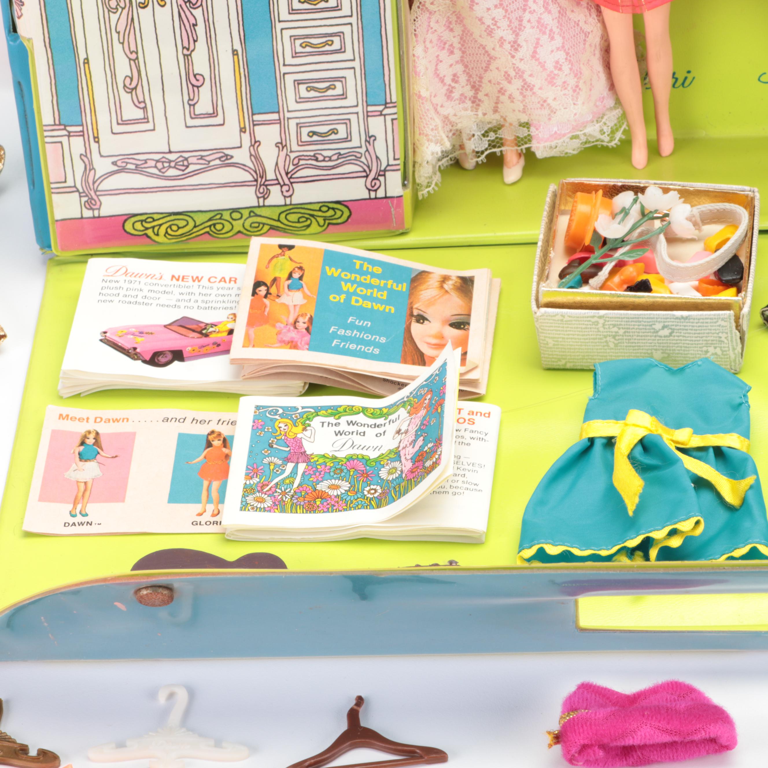 Mattel Julia and Malibu Barbie with Clothes and Case, and Dawn Dolls with Case
