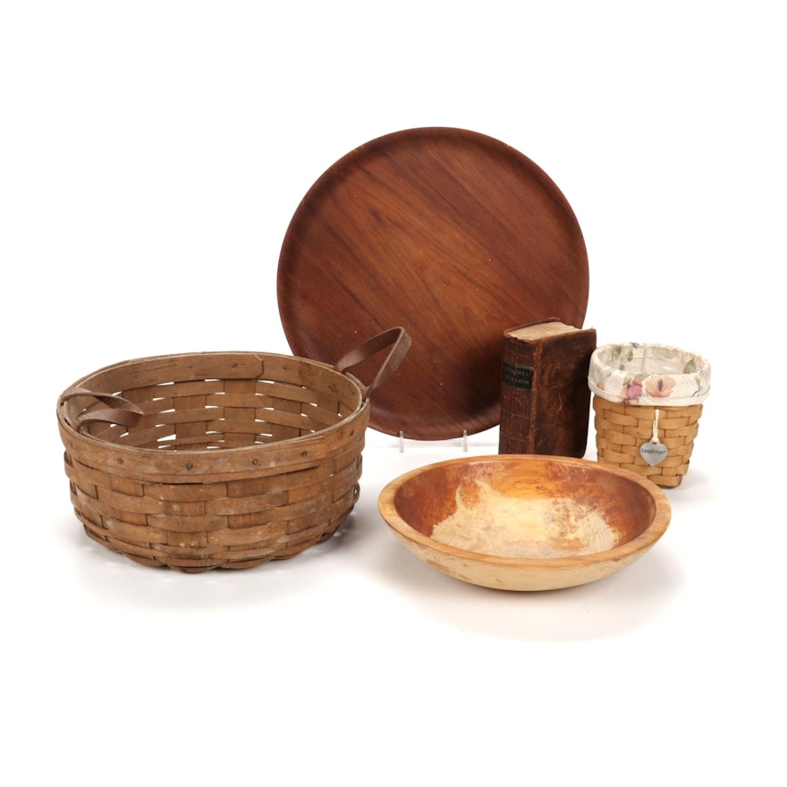 Longaberger Baskets, Swedish Teak Tray, Leather Bound Book of Psalms, and More