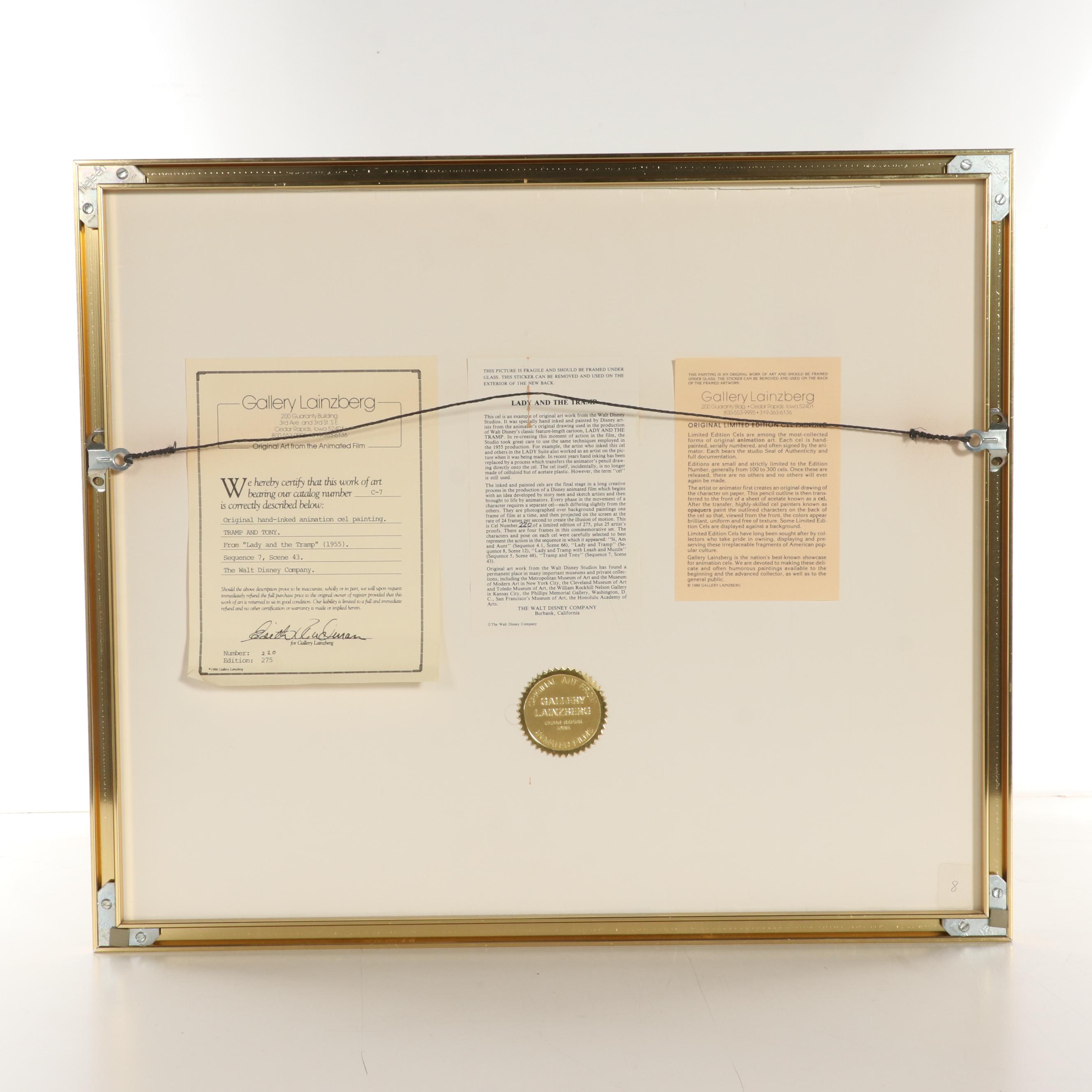 Disney "Lady and the Tramp" Hand-Painted Animation Cel