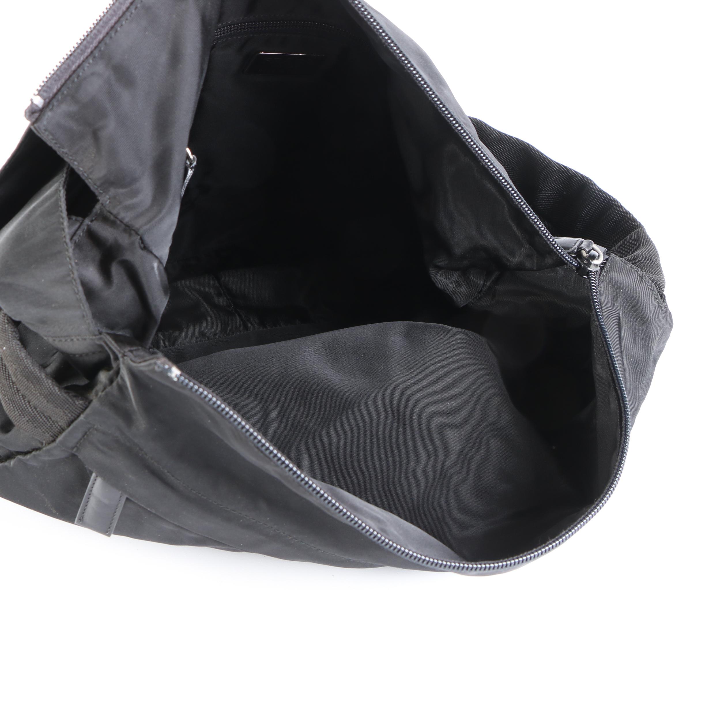 Prada Shoulder Bag in Black Tessuto Nylon with Exterior Zip Pocket