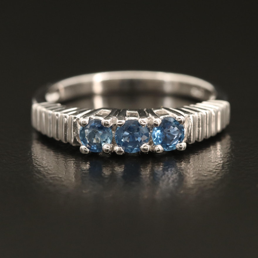 Sterling Sapphire Three Stone Ring