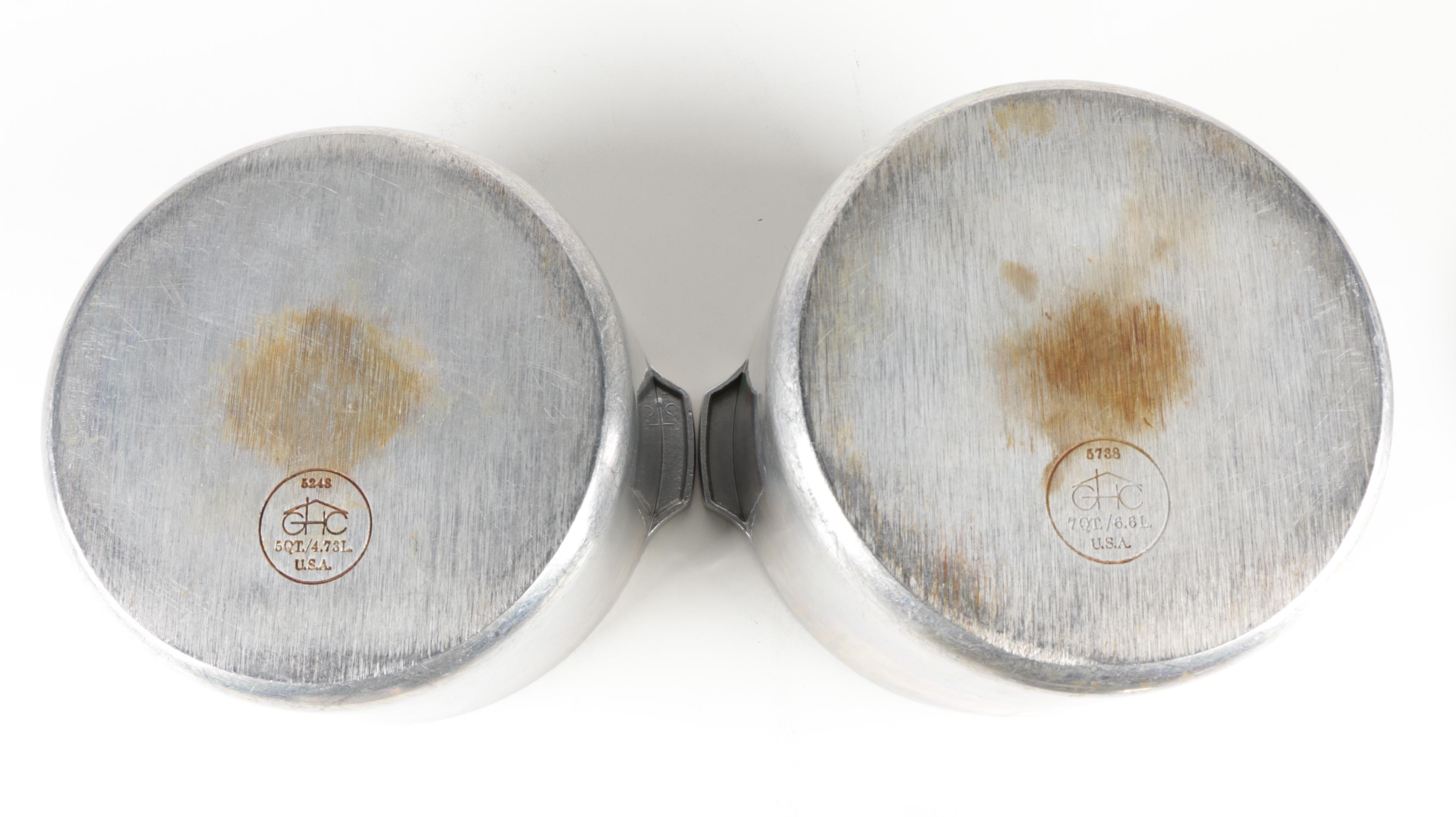 GHC Magnalite Country Collection Teak Handled Pots and Pans and Garlic Roaster