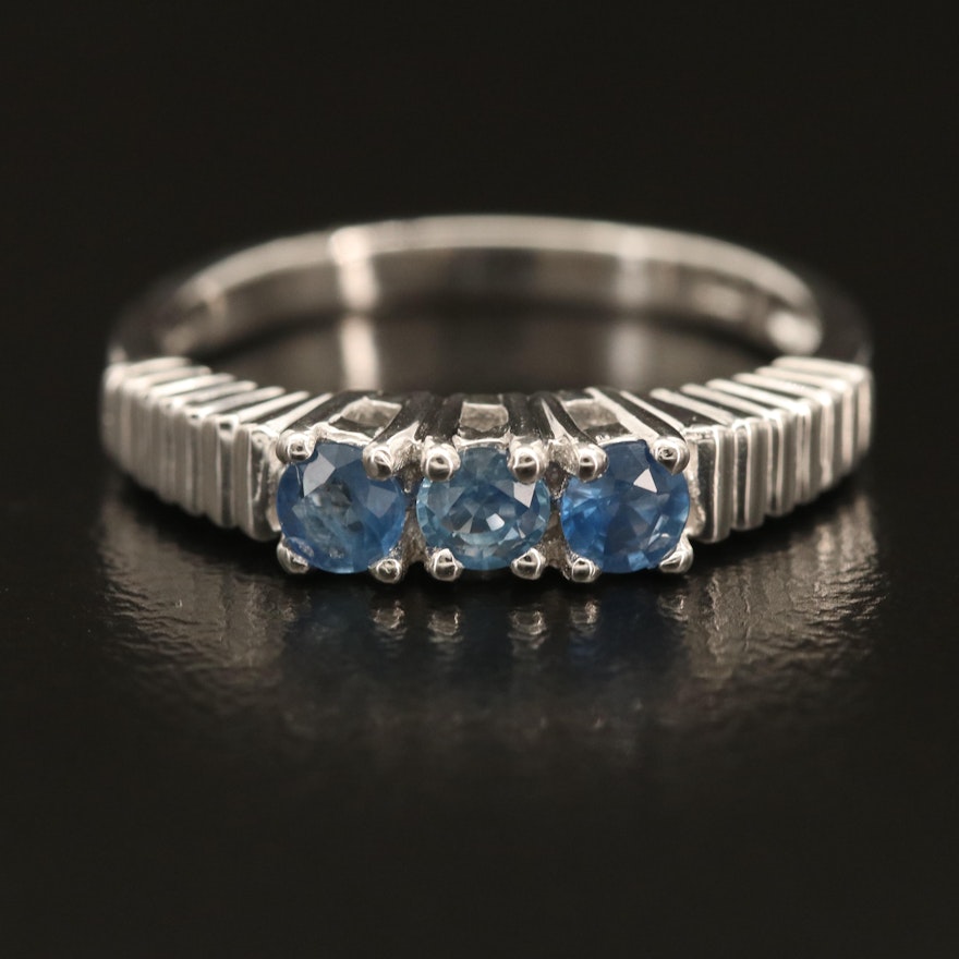 Sterling Sapphire Three Stone Ring