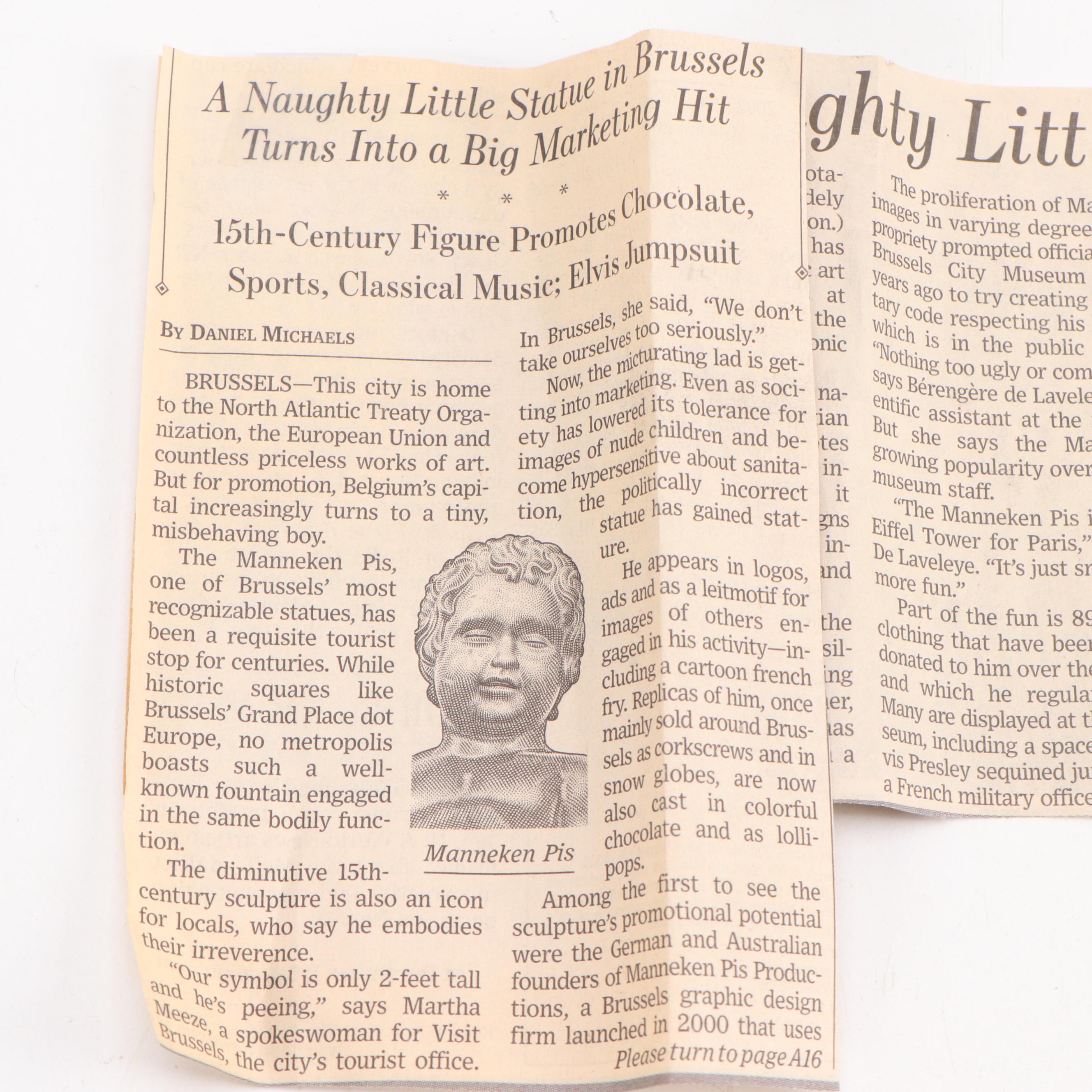 Manneken Pis Figural Fountain Brass Bottle Opener and Ring Holder