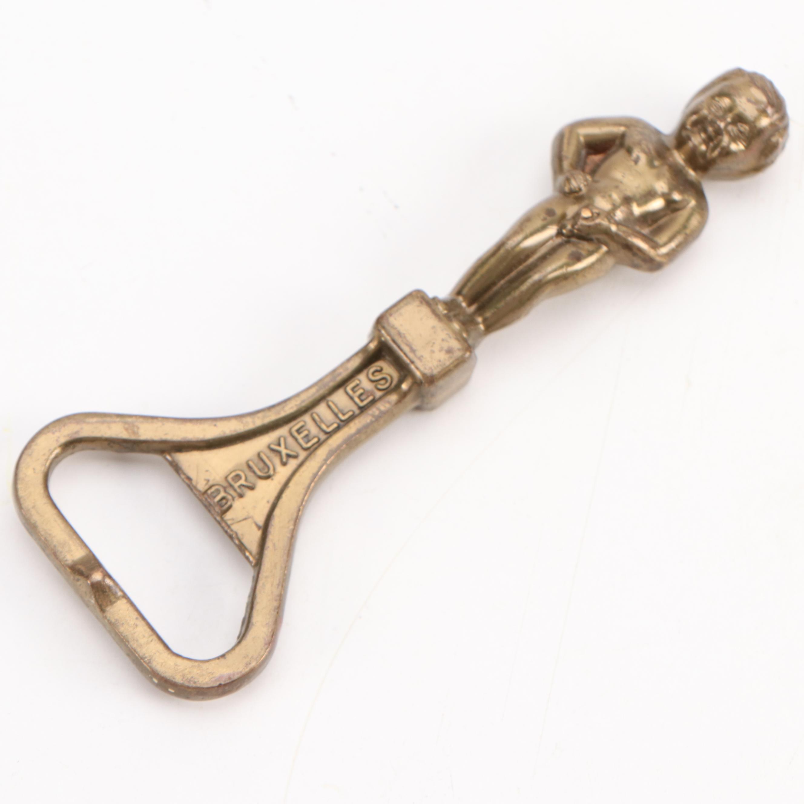 Manneken Pis Figural Fountain Brass Bottle Opener and Ring Holder