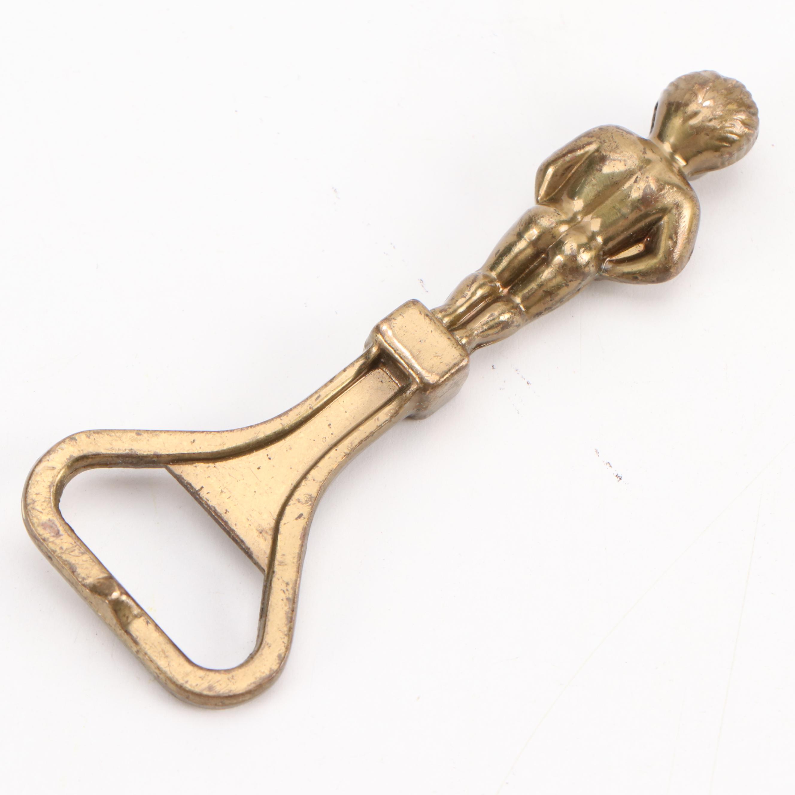Manneken Pis Figural Fountain Brass Bottle Opener and Ring Holder
