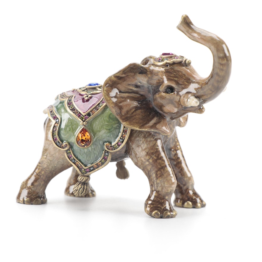 Jay Strongwater Enameled and Metal Elephant Figurine
