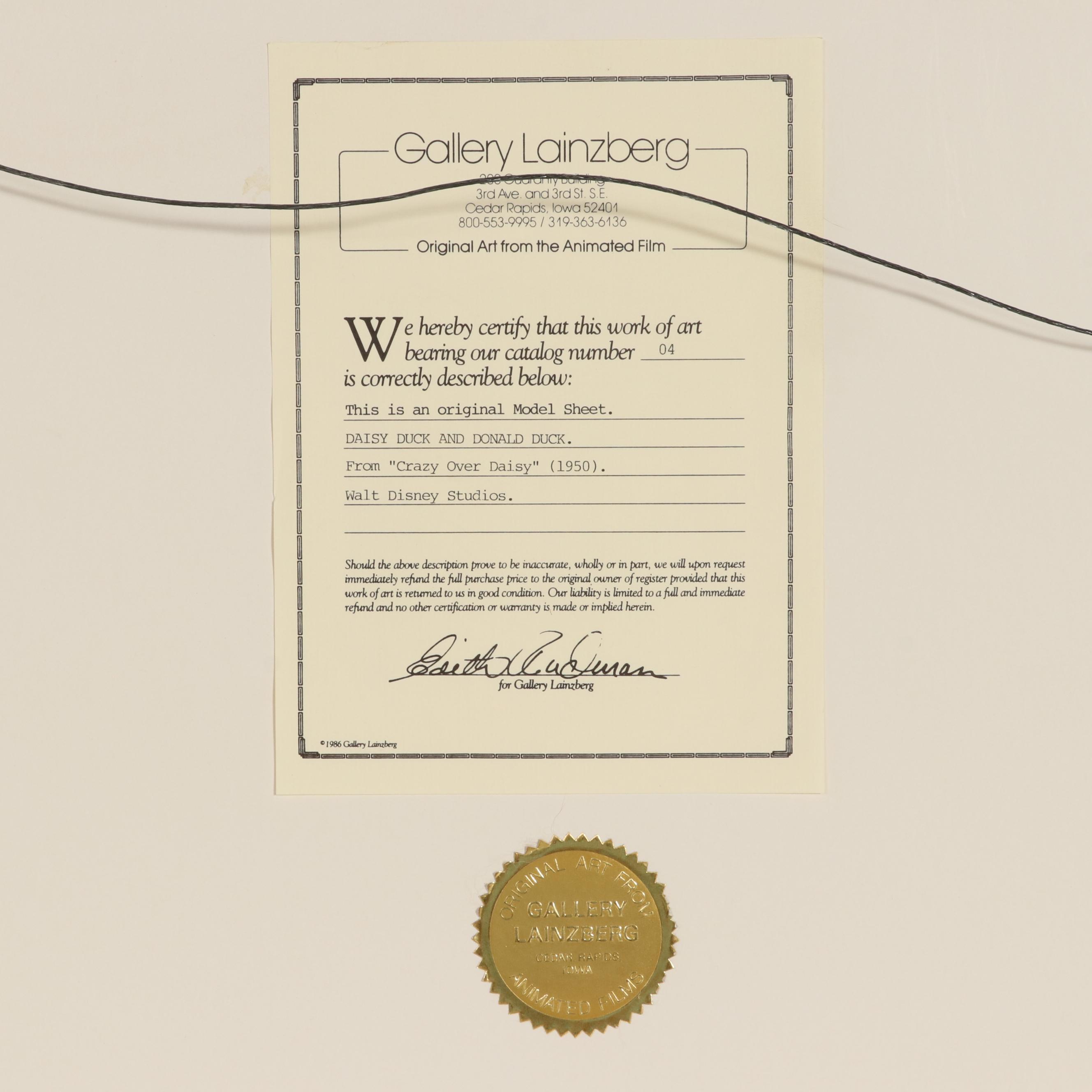 Disney "Crazy Over Daisy" Animation Model Sheet After Jack Hannah