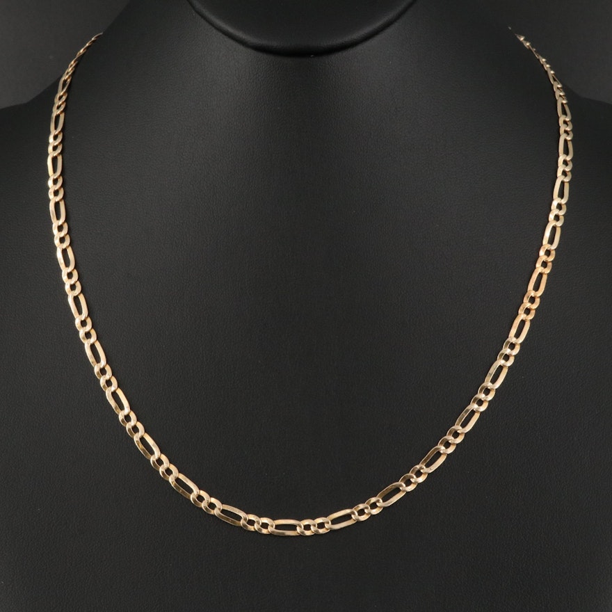 Italian 14K Figaro Chain Necklace