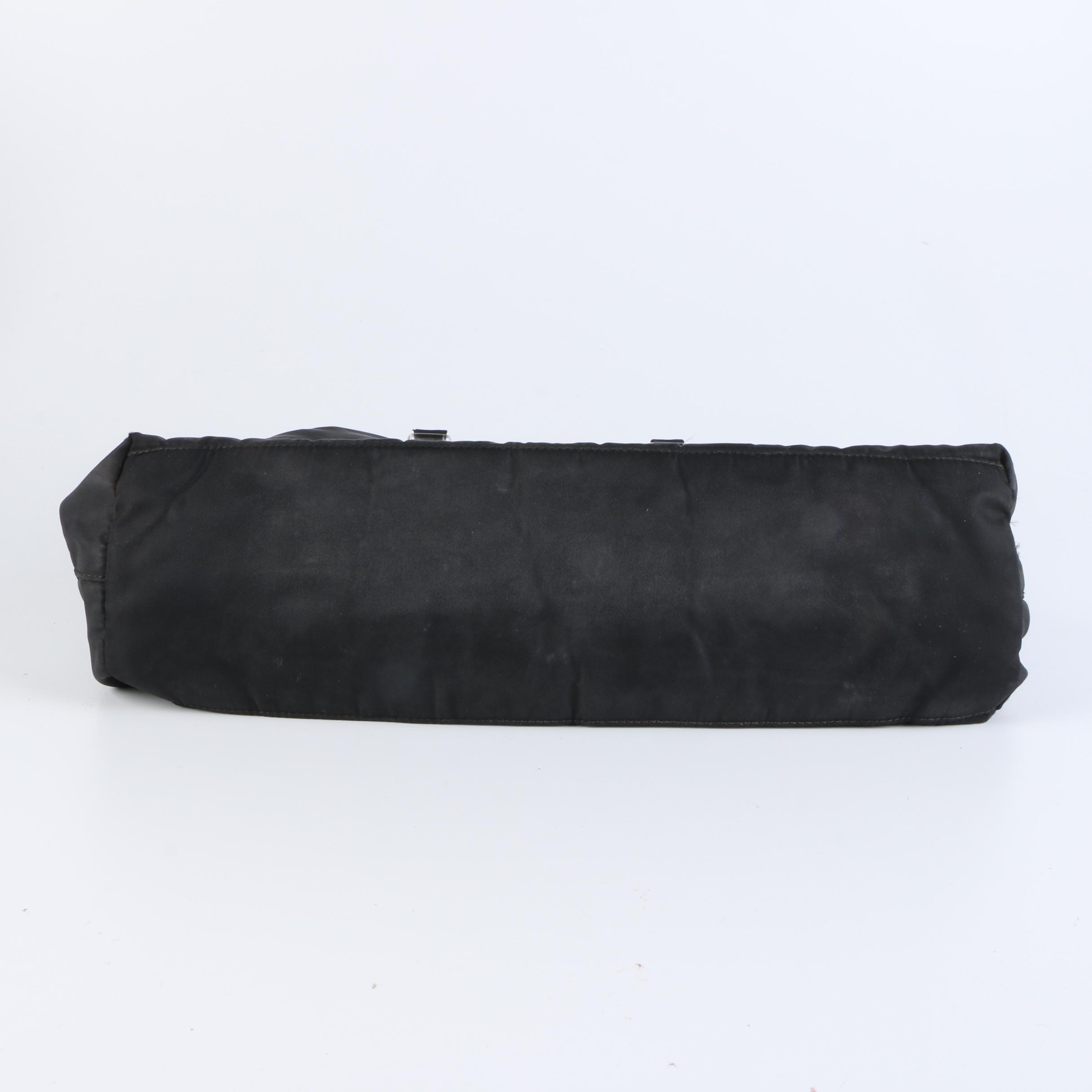 Prada Top Handle Bag in Black Tessuto Nylon with Plastic Handles