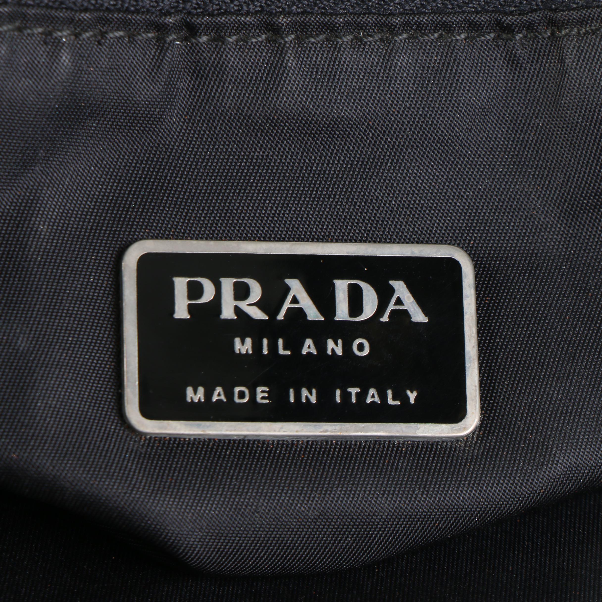 Prada Top Handle Bag in Black Tessuto Nylon with Plastic Handles