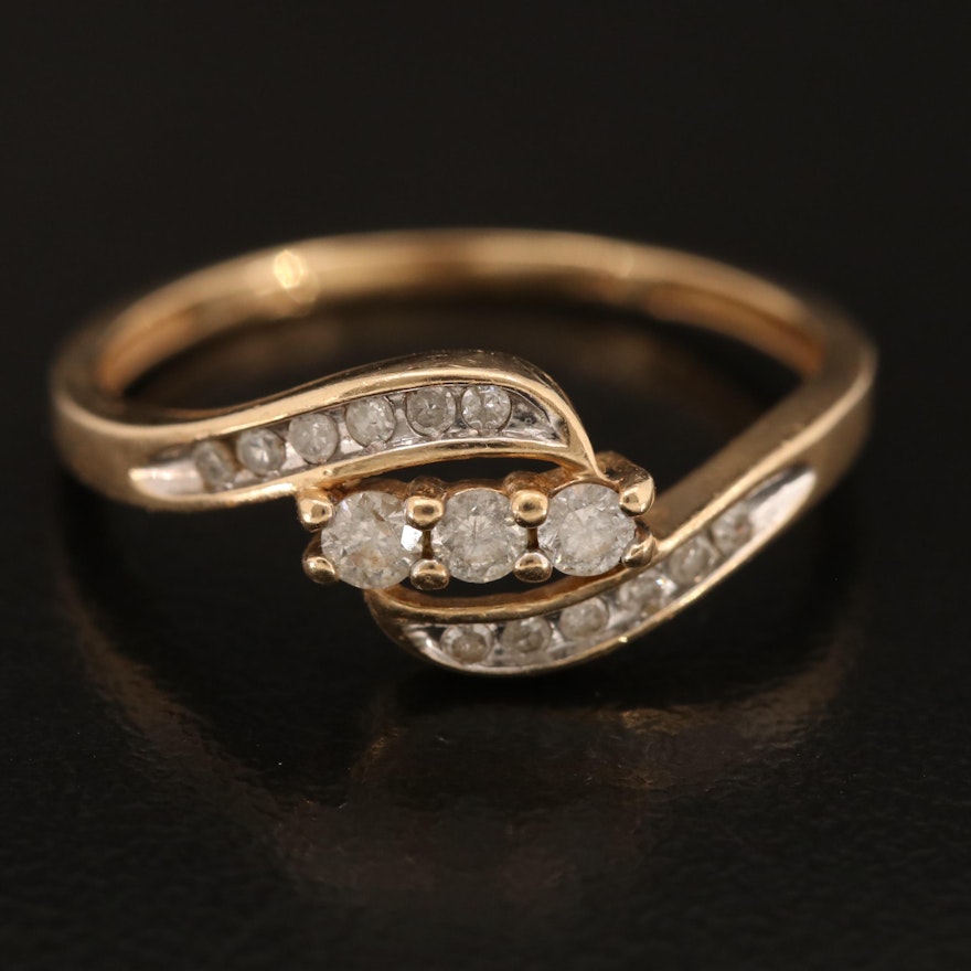 10K Diamond Bypass Ring