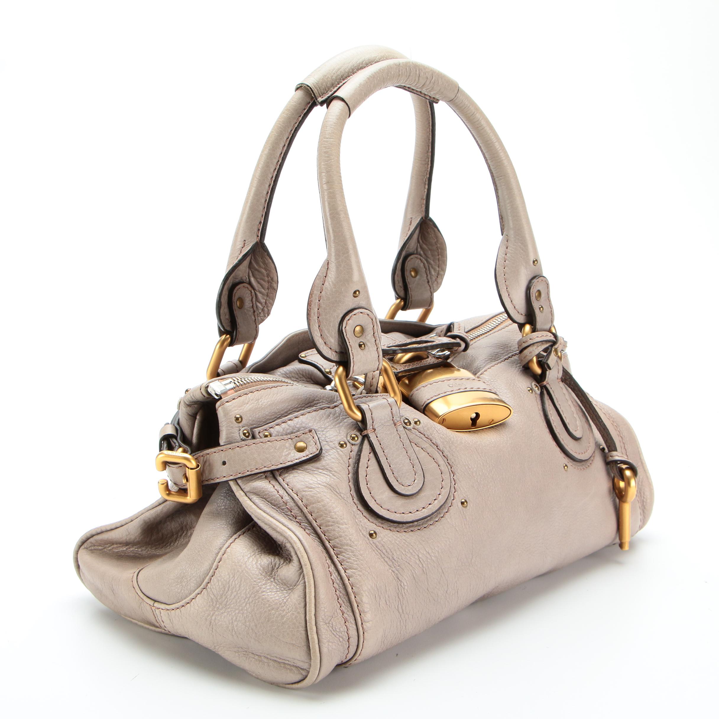 Chloé Paddington Medium Satchel in Gray Grained Leather