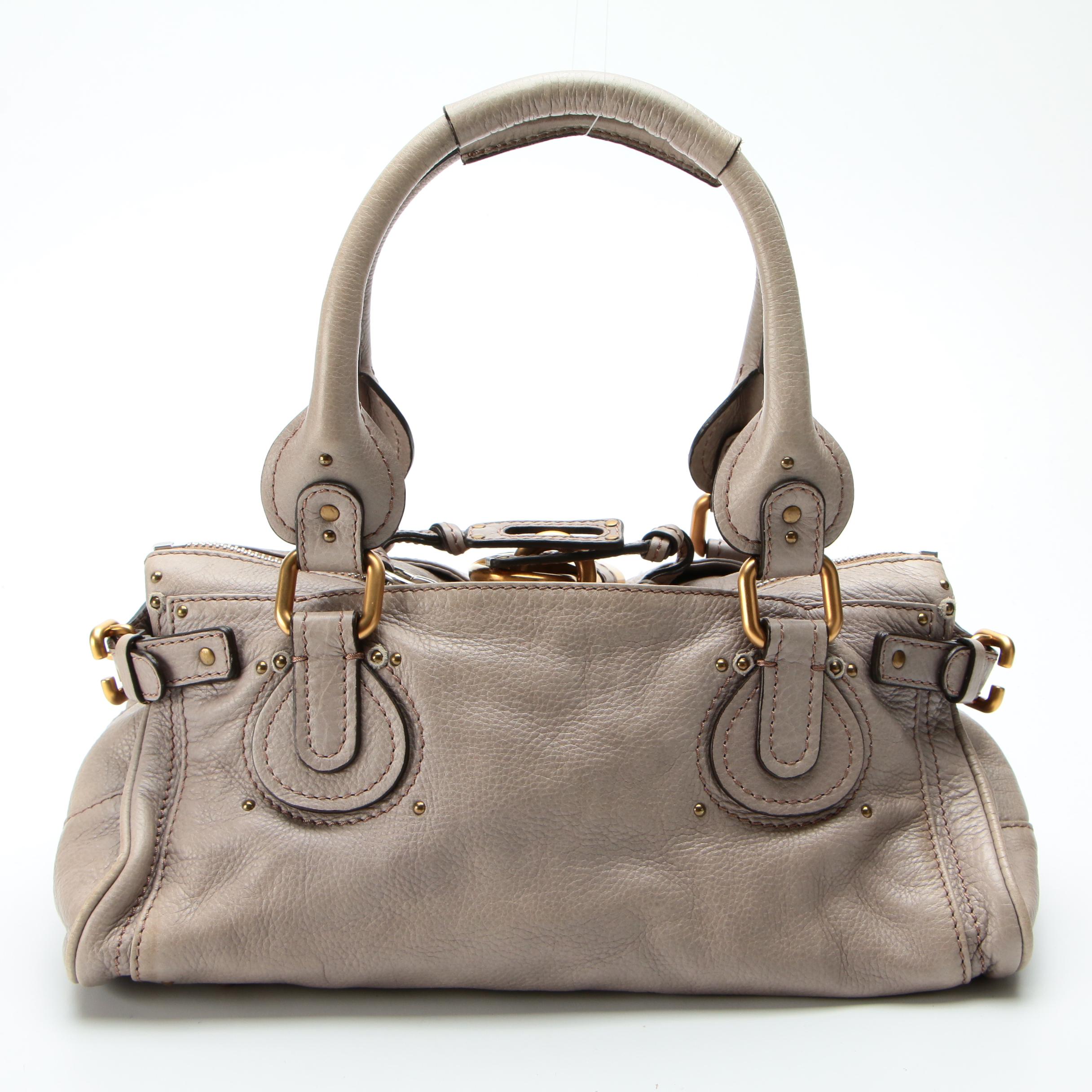 Chloé Paddington Medium Satchel in Gray Grained Leather