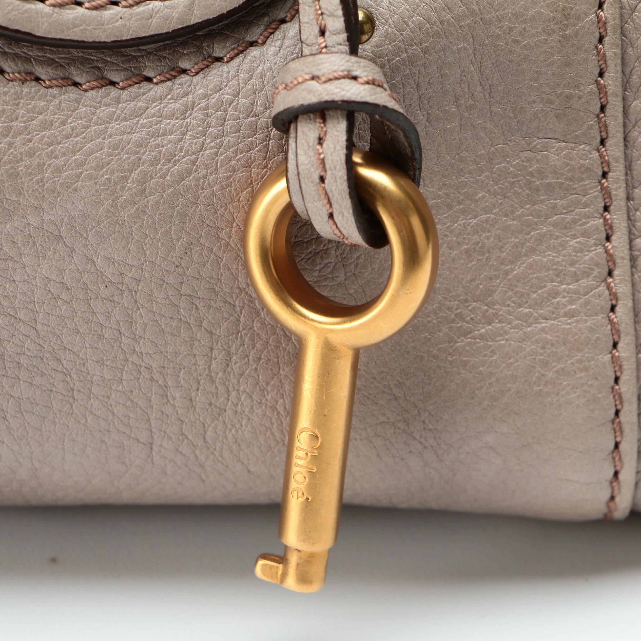Chloé Paddington Medium Satchel in Gray Grained Leather