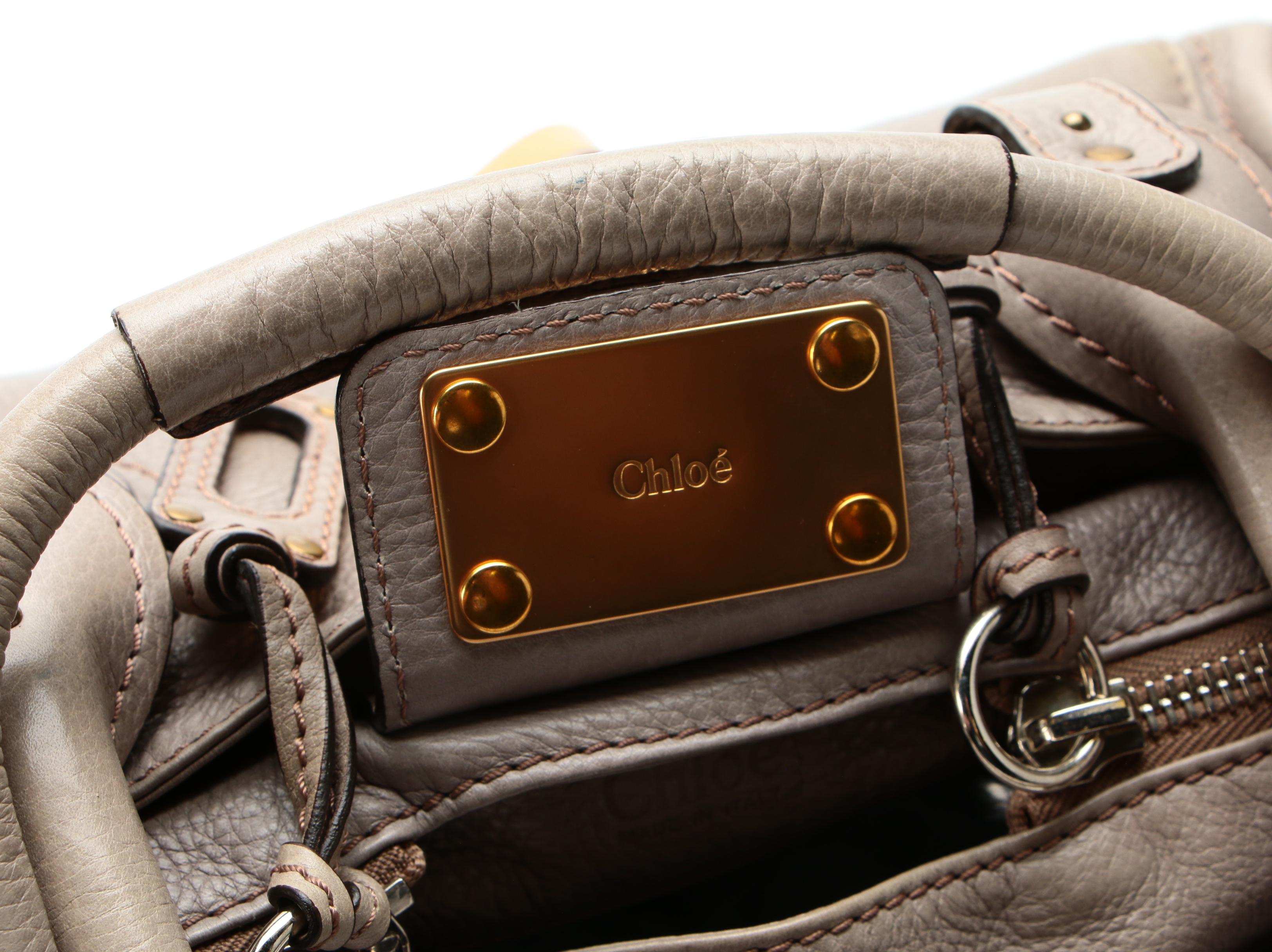 Chloé Paddington Medium Satchel in Gray Grained Leather