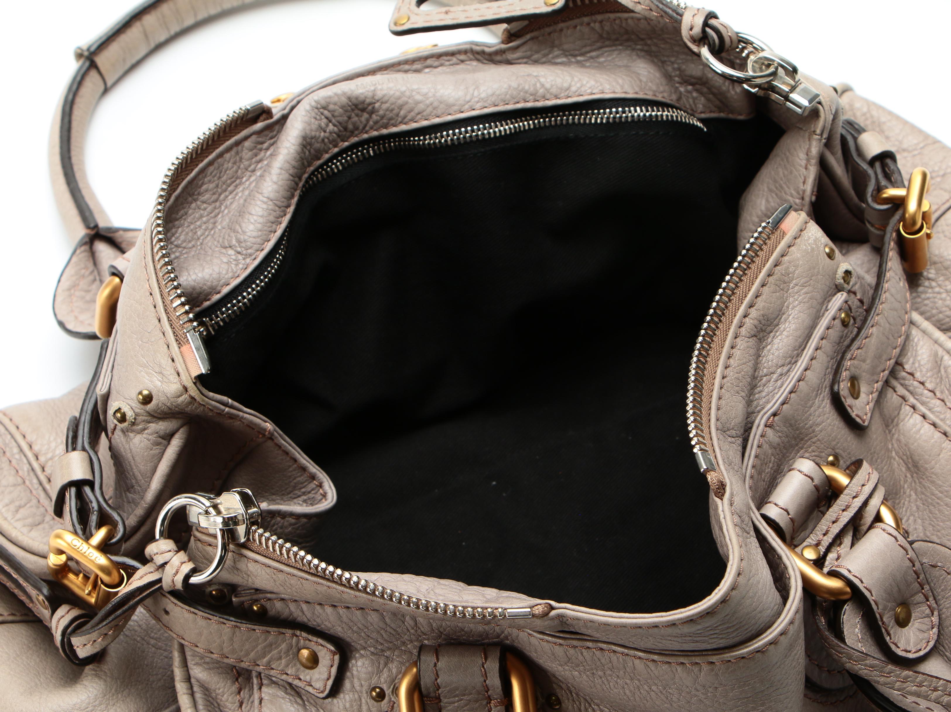 Chloé Paddington Medium Satchel in Gray Grained Leather