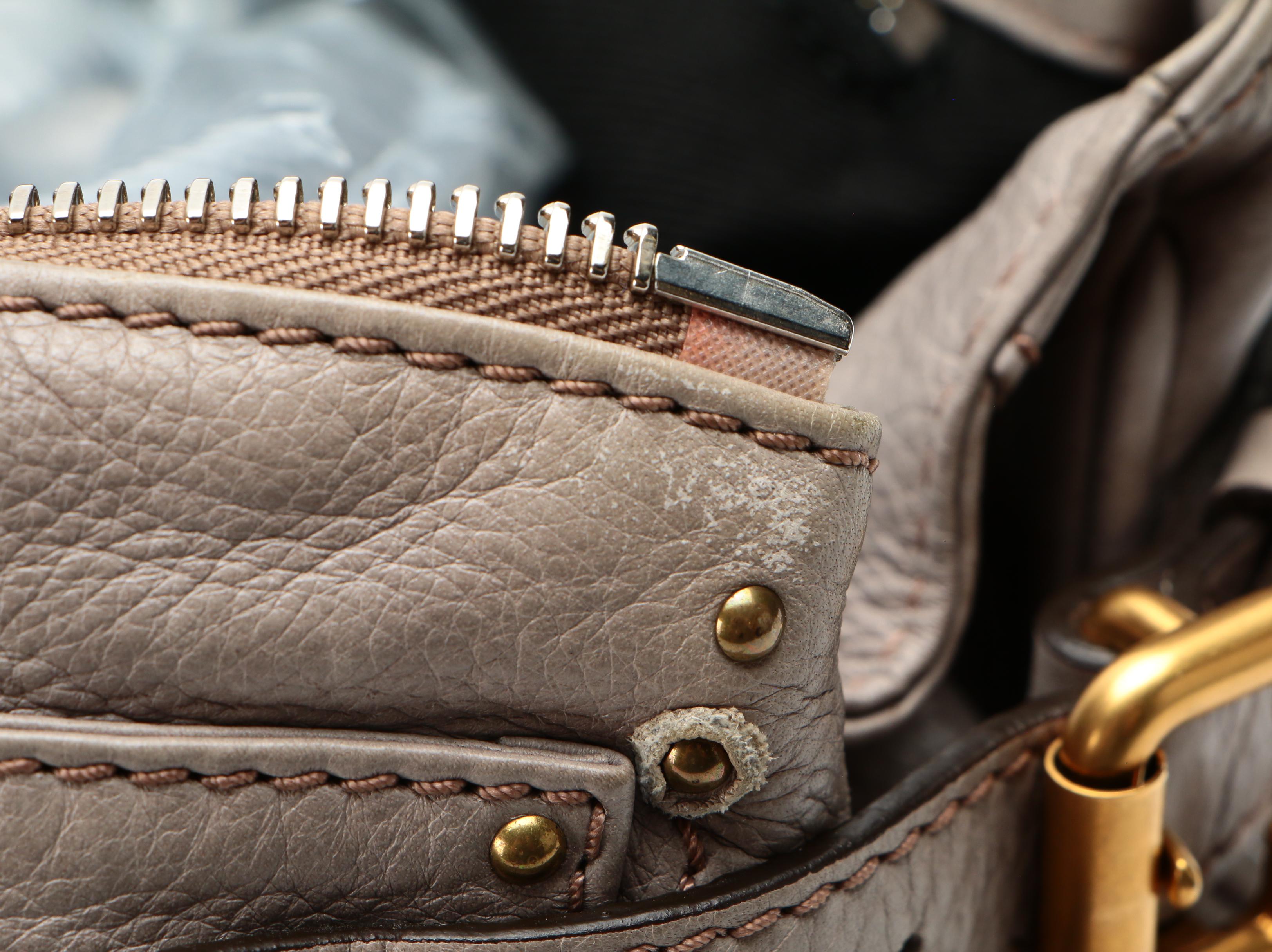 Chloé Paddington Medium Satchel in Gray Grained Leather