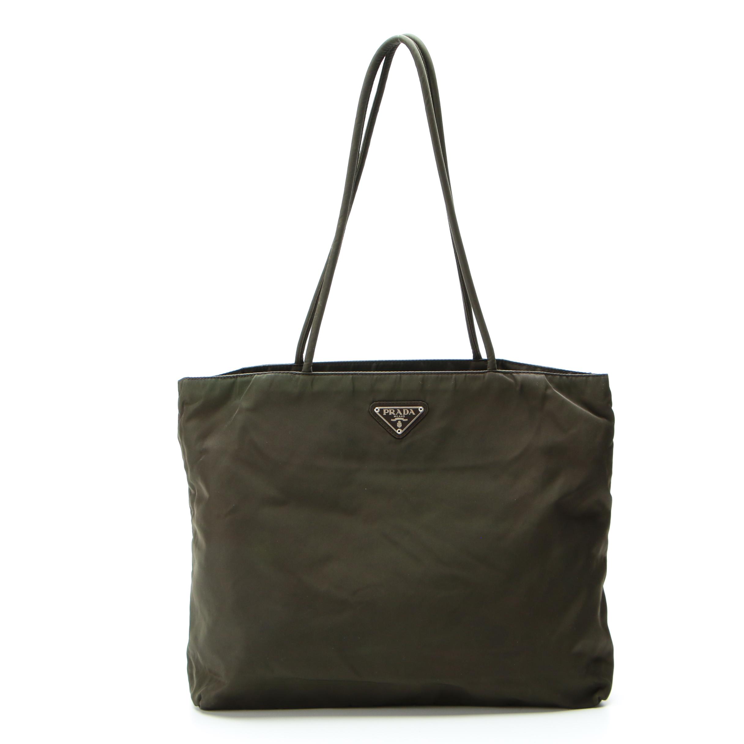 Prada Shoulder Tote Bag in Green Tessuto Nylon