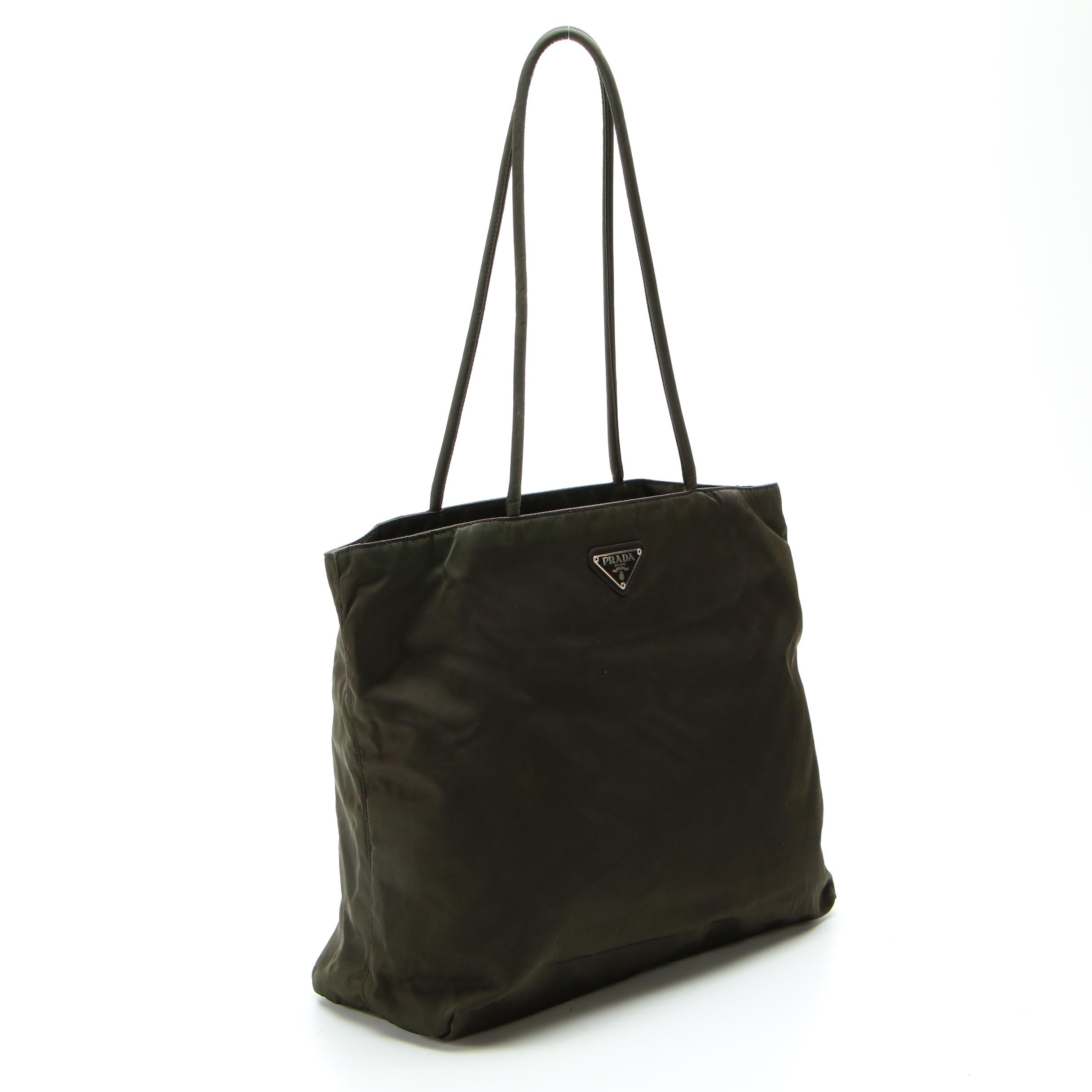 Prada Shoulder Tote Bag in Green Tessuto Nylon