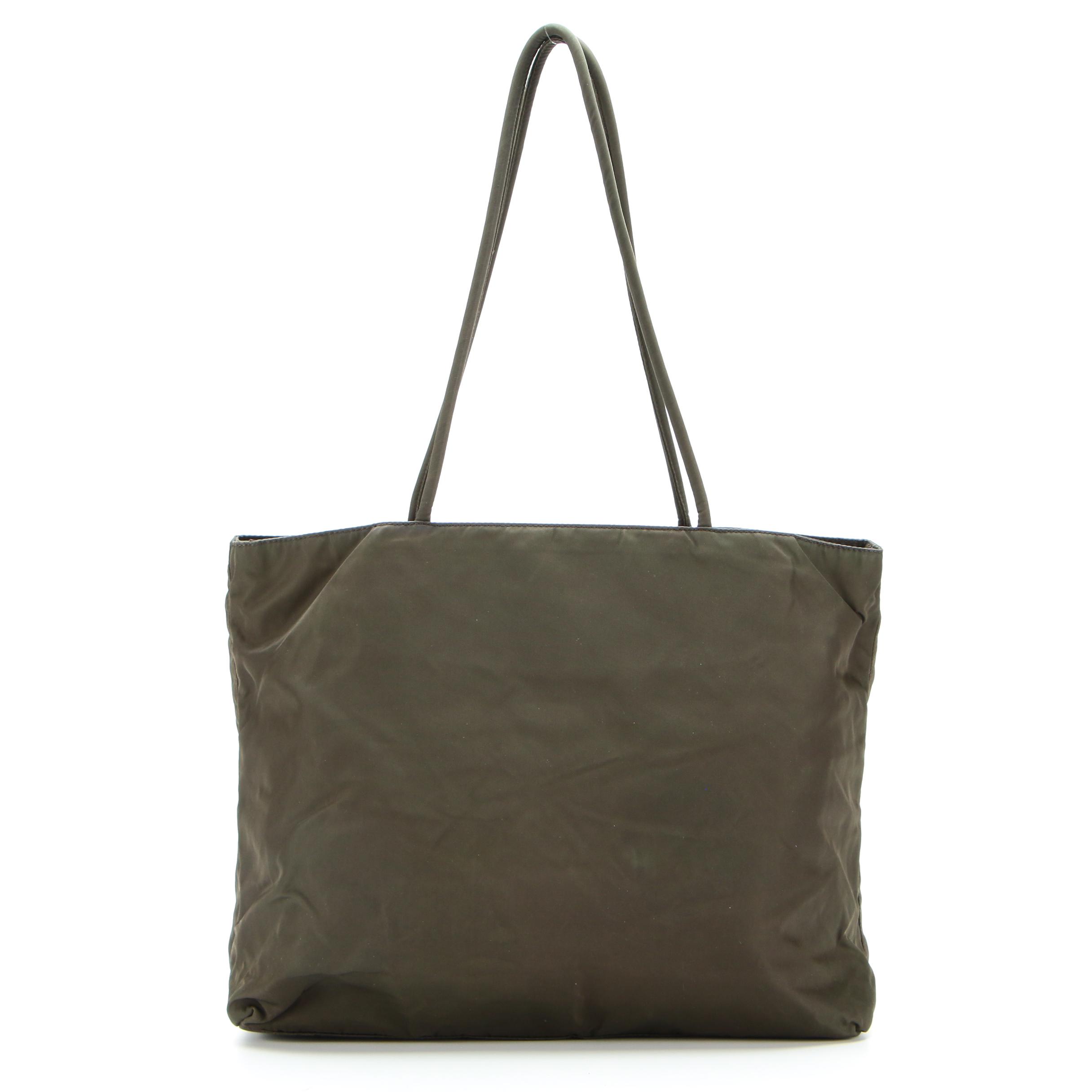 Prada Shoulder Tote Bag in Green Tessuto Nylon