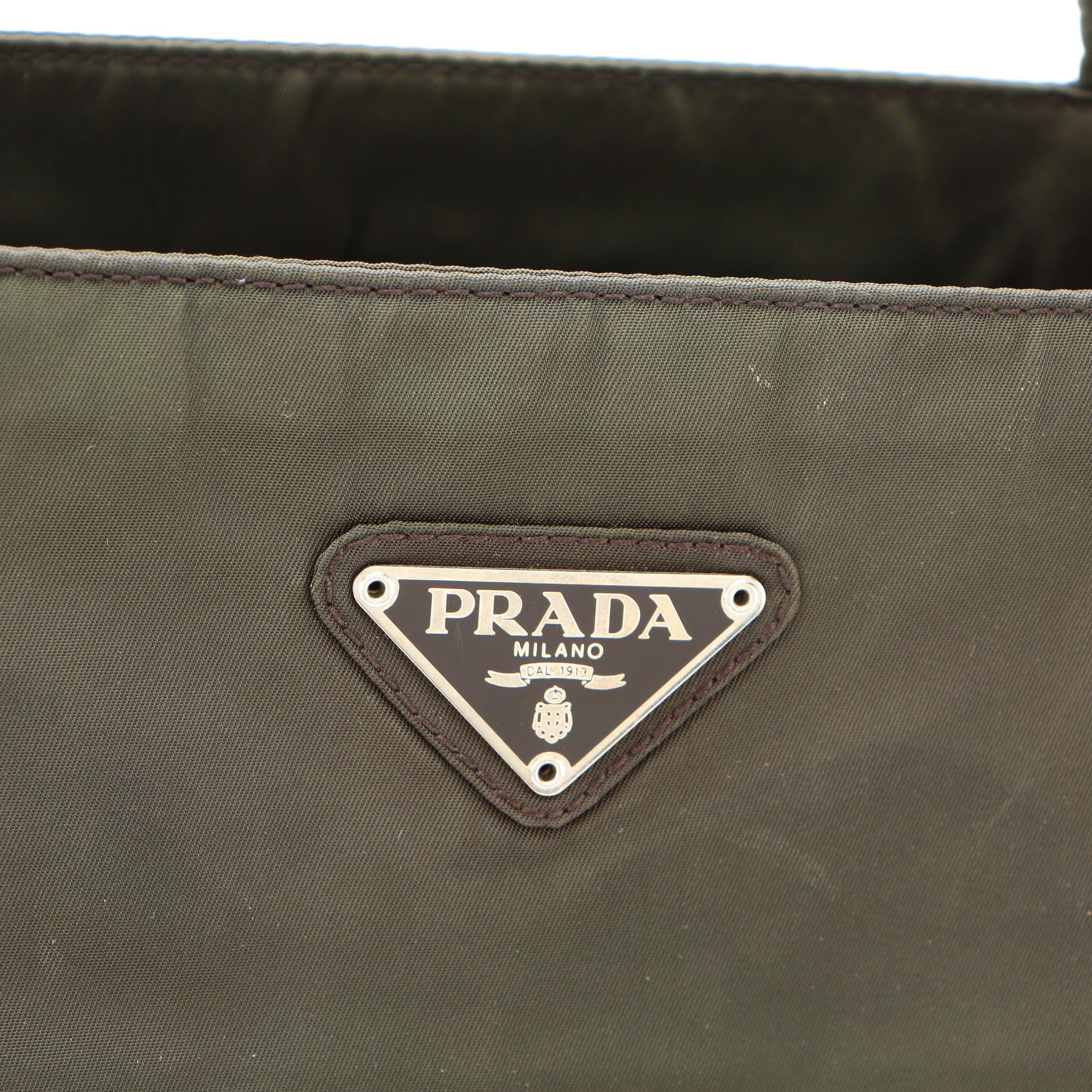 Prada Shoulder Tote Bag in Green Tessuto Nylon