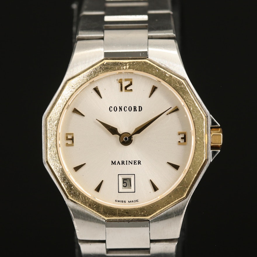 Swiss Concord Mariner with Date 18K and Stainless Steel Wristwatch