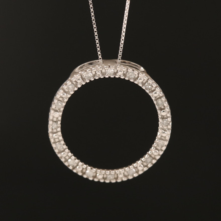 10K Diamond Circle Pendant