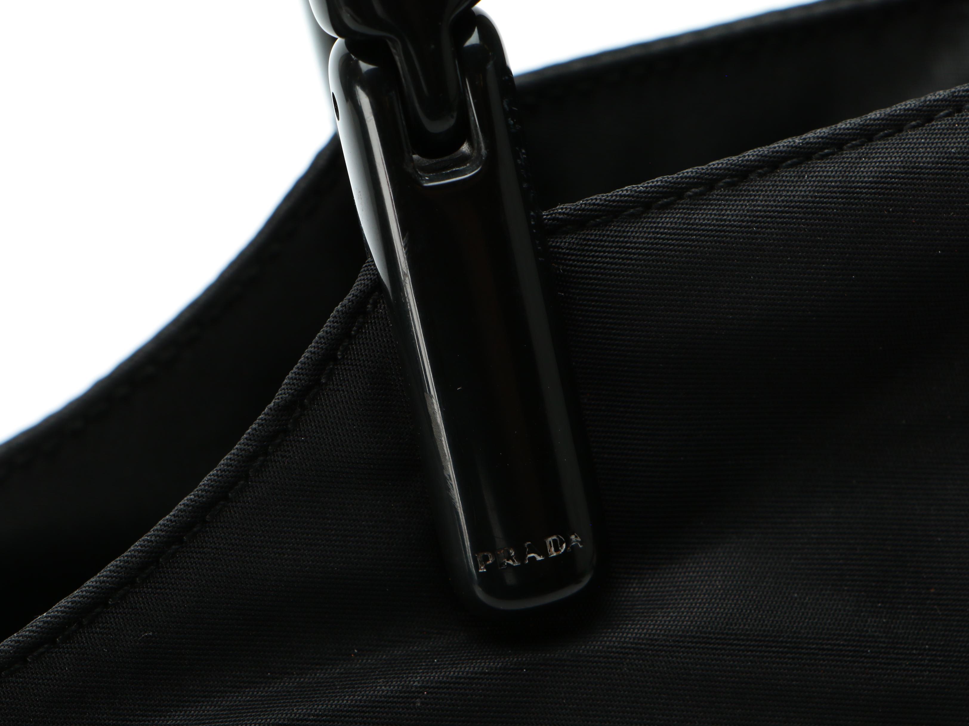 Prada Shoulder Bag in Black Tessuto Nylon with Lucite Handles