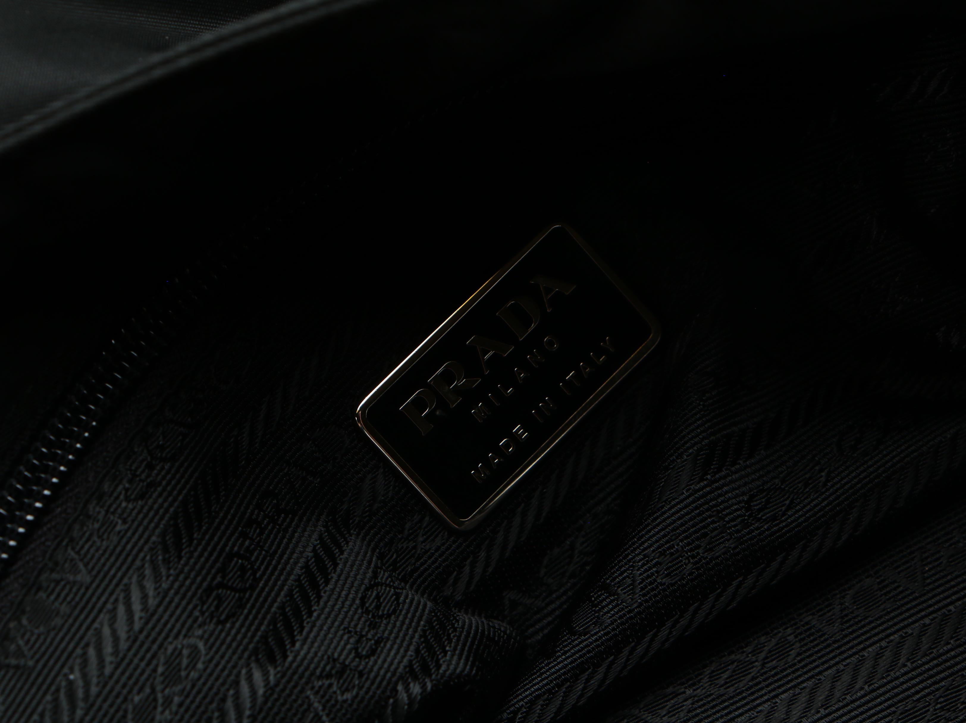 Prada Shoulder Bag in Black Tessuto Nylon with Lucite Handles