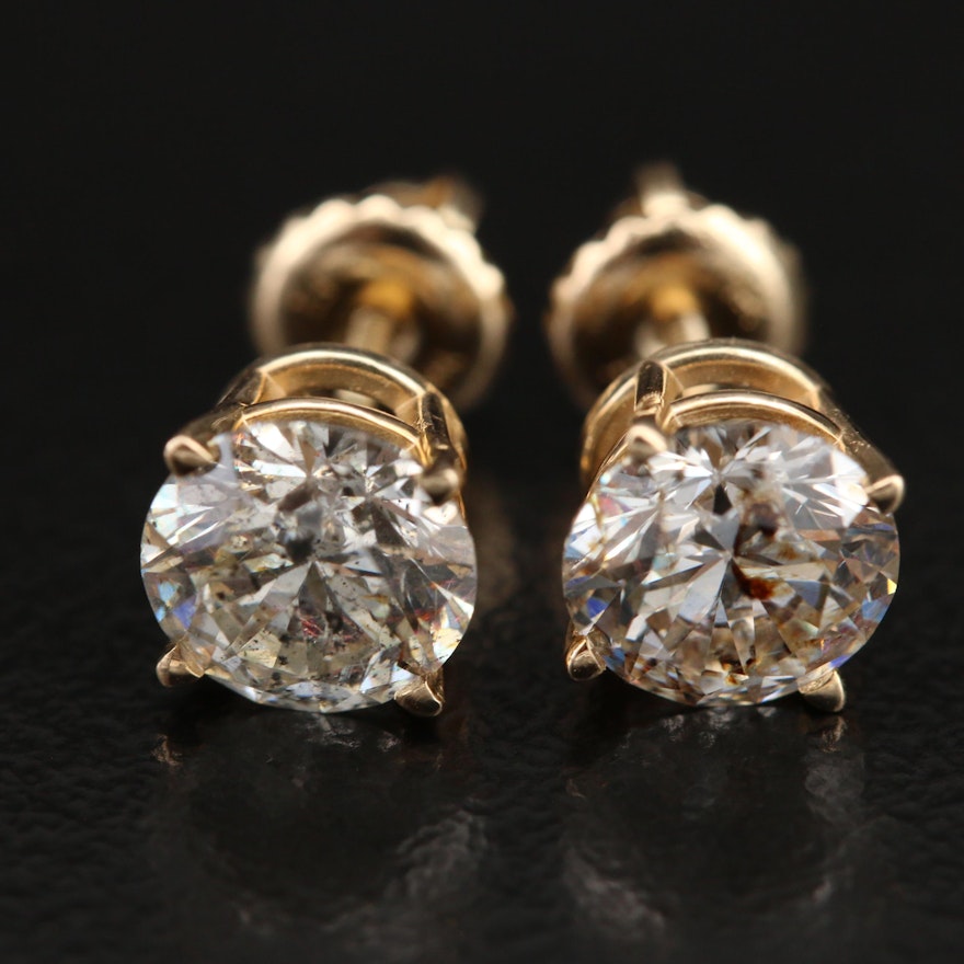 14K 2.22 CTW Diamond Stud Earrings