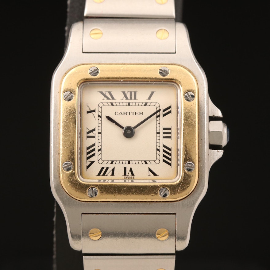 Santos de Cartier 18K and Stainless Steel Quartz Wristwatch