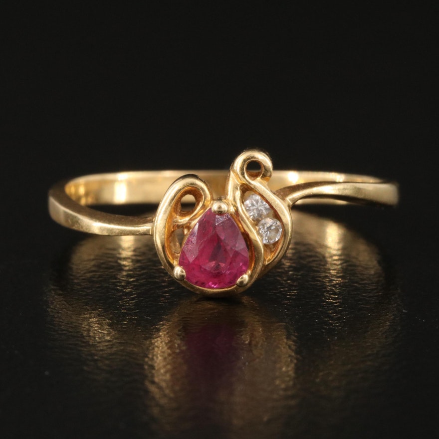 18K Ruby and Diamond Foliate Ring