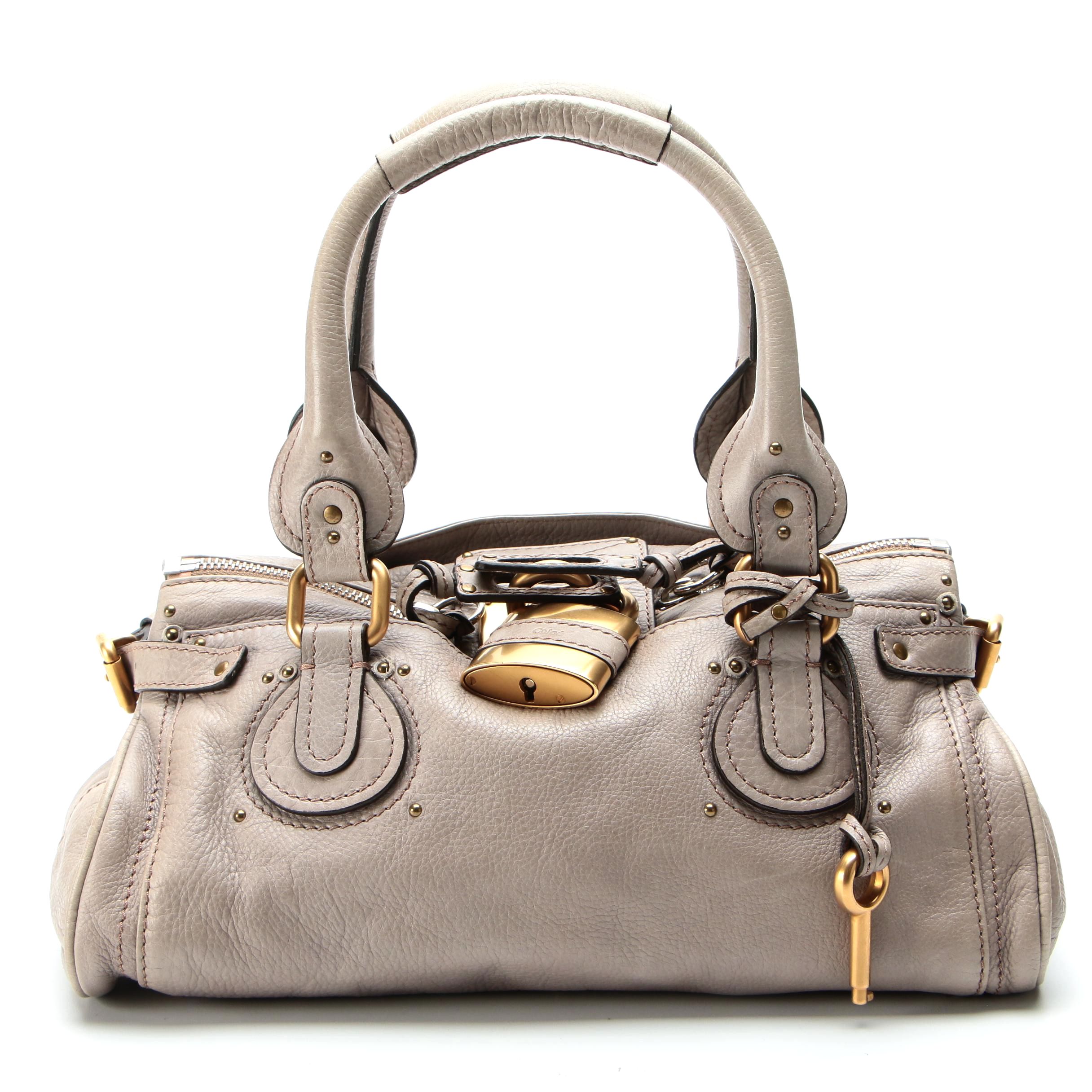 Chloé Paddington Medium Satchel in Gray Grained Leather