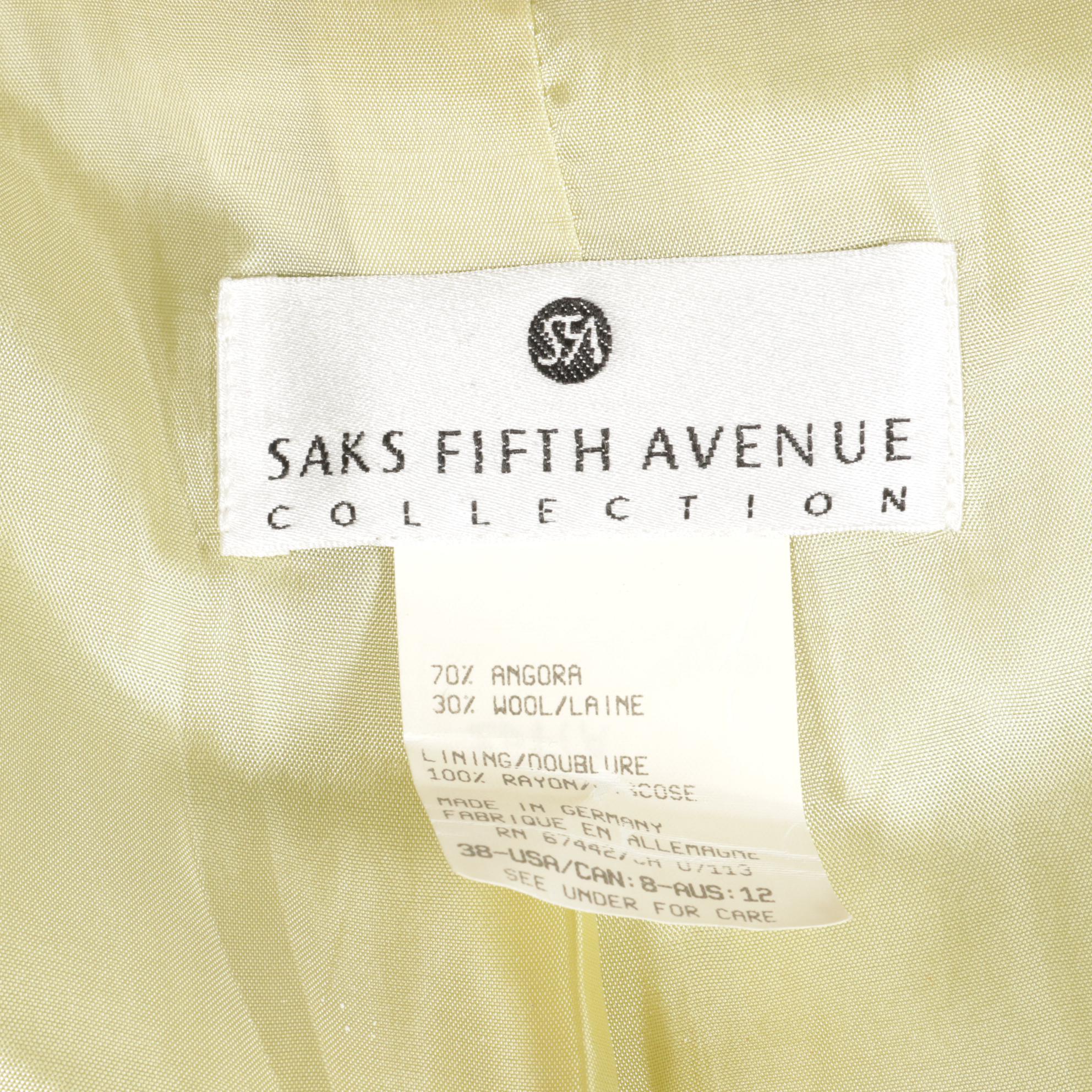 Saks Fifth Avenue Collection Chartreuse Angora Blend Jacket